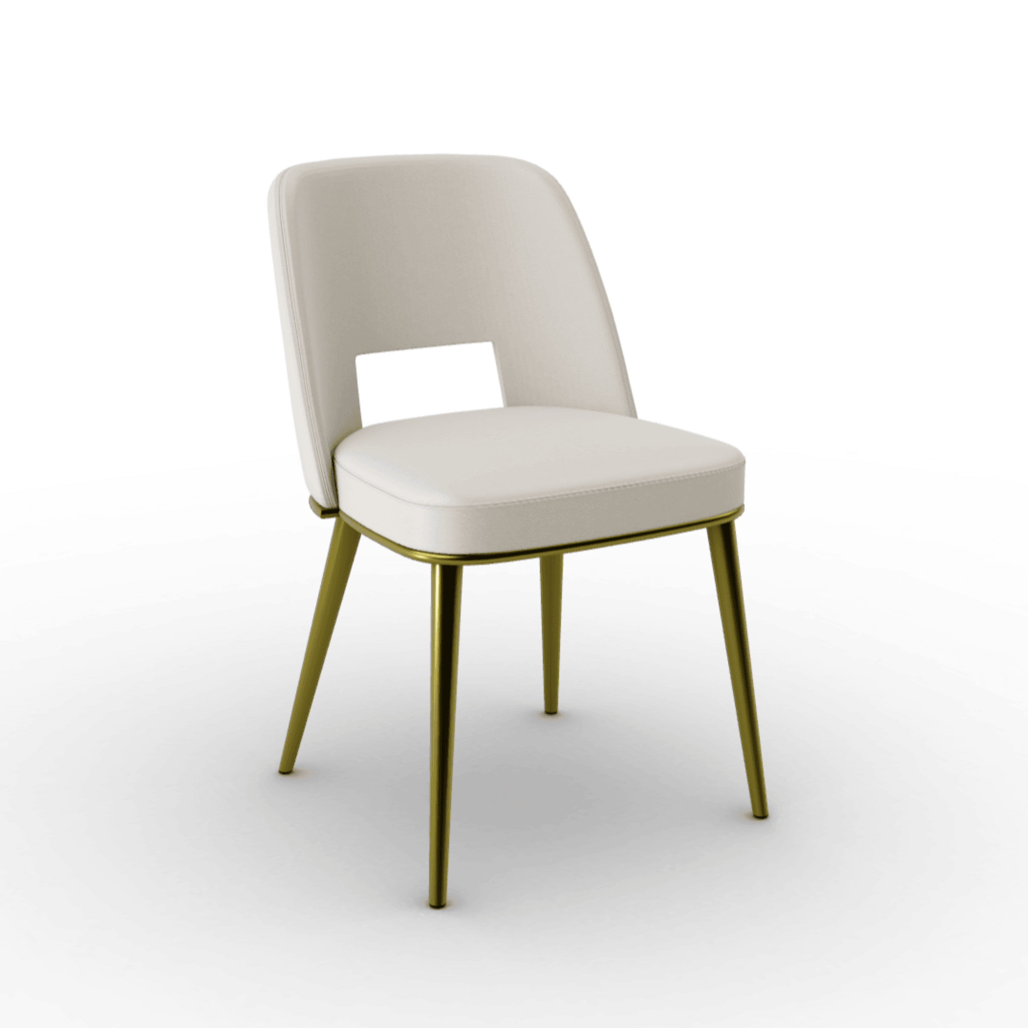 Krzesło FOYER skóra kremowy z metalową podstawą Calligaris matowy mosiądz Eye on Design