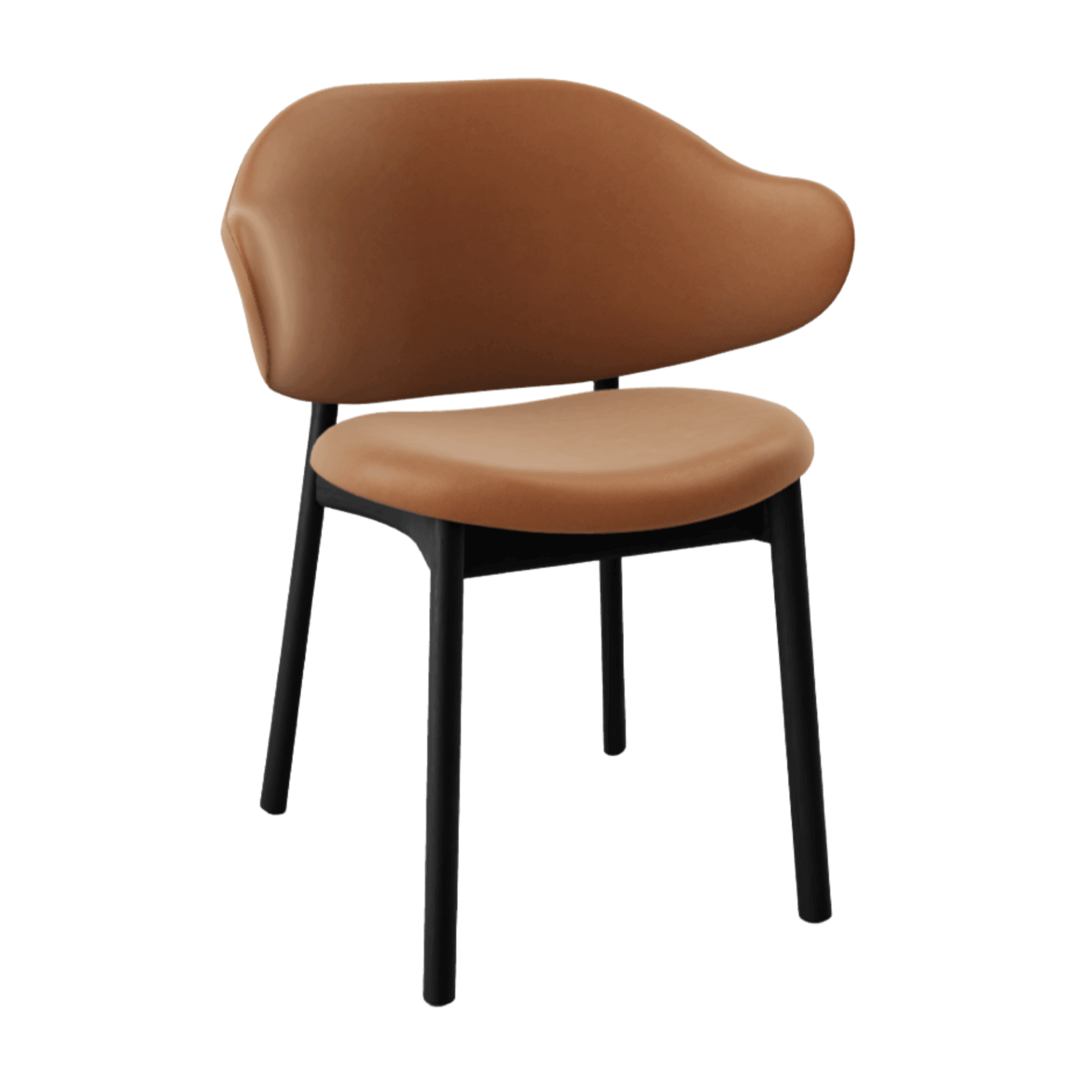 Krzesło HOLLY koniakowa ekoskóra z drewnianą podstawą Calligaris matowa czerń Eye on Design