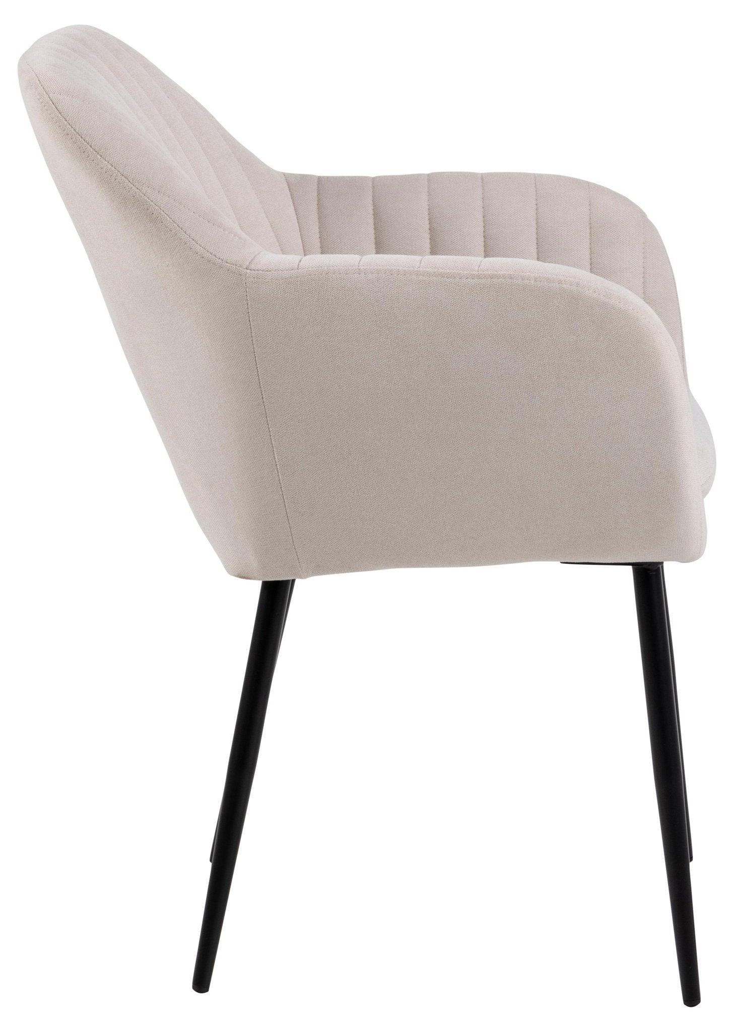 Krzesło MIKKEL beżowy tkanina strukturalna z czarną podstawą Home Essentials Eye on Design