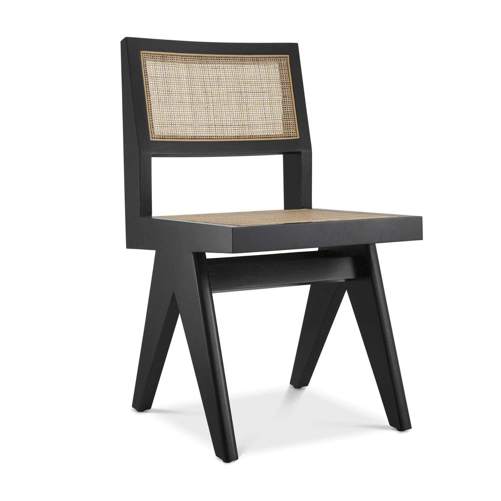Krzesło NICLAS czarne drewno z rattanem Eichholtz Eye on Design