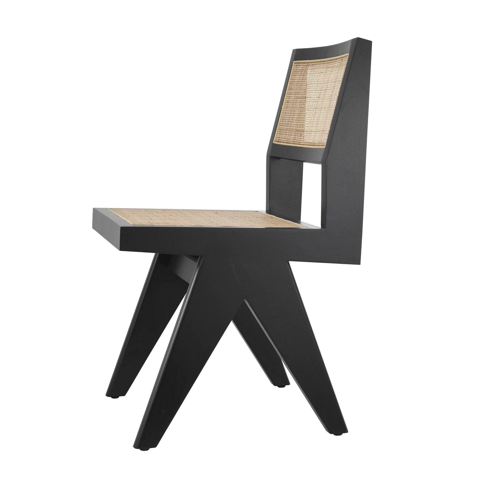 Krzesło NICLAS czarne drewno z rattanem Eichholtz Eye on Design