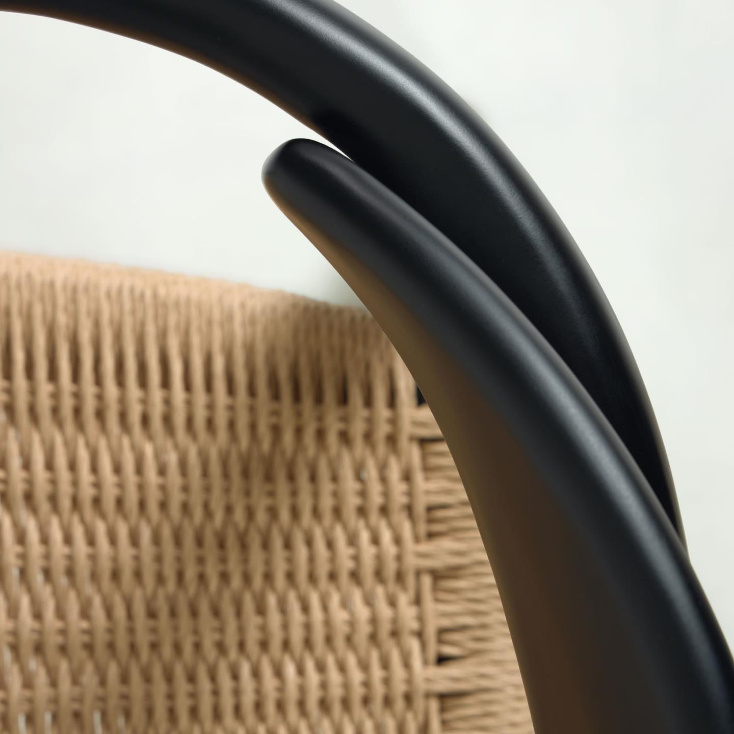 Krzesło NINA czarne drewno akacjowe z beżową liną La Forma Eye on Design