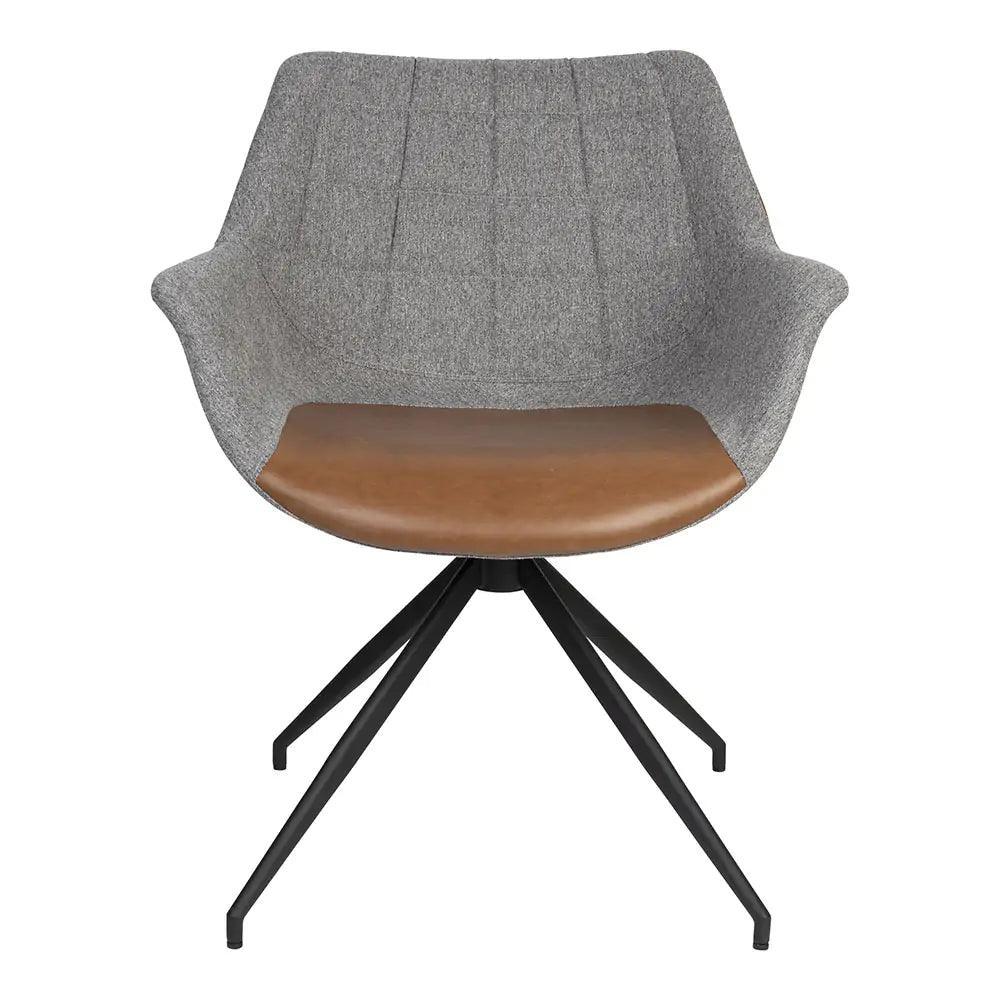 Krzesło obrotowe DOULTON szary z brązową ekoskórą Zuiver Eye on Design