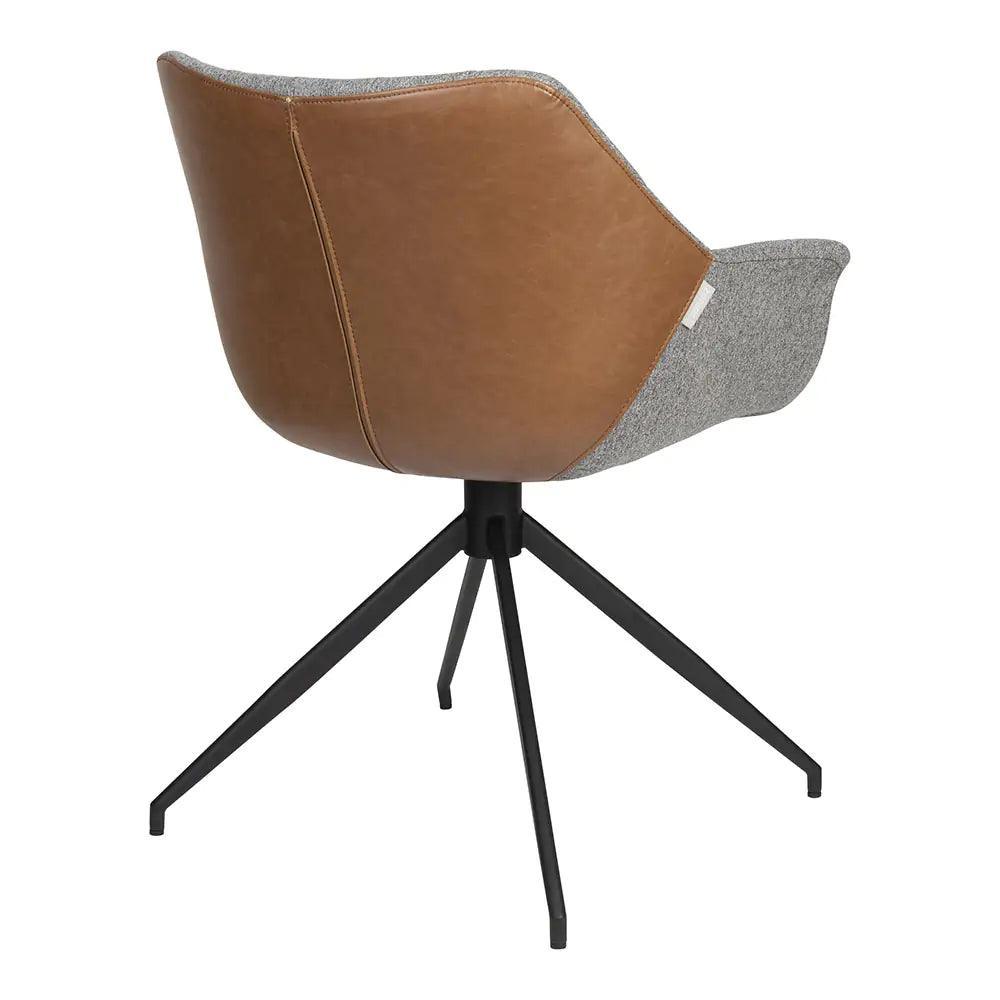 Krzesło obrotowe DOULTON szary z brązową ekoskórą Zuiver Eye on Design