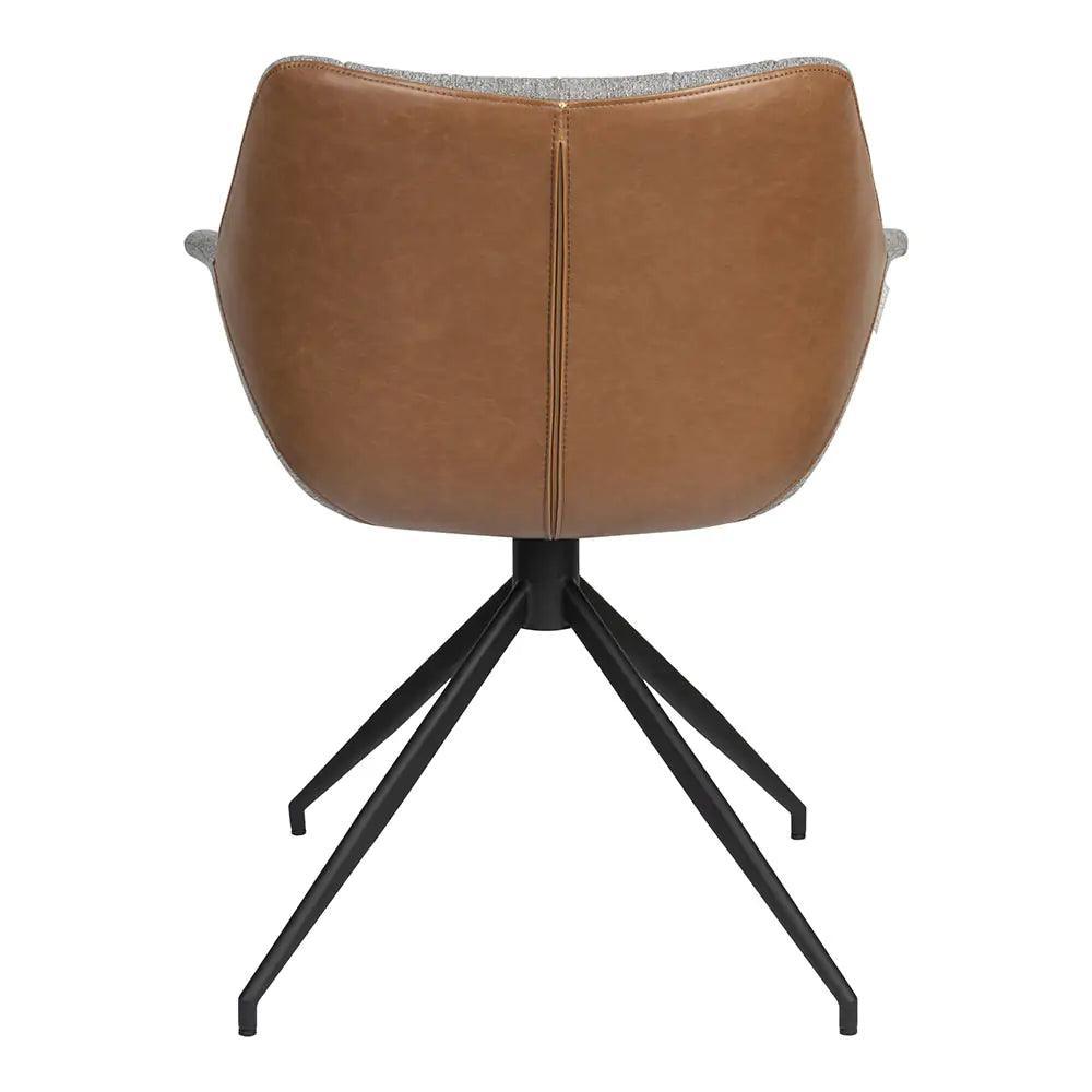 Krzesło obrotowe DOULTON szary z brązową ekoskórą Zuiver Eye on Design