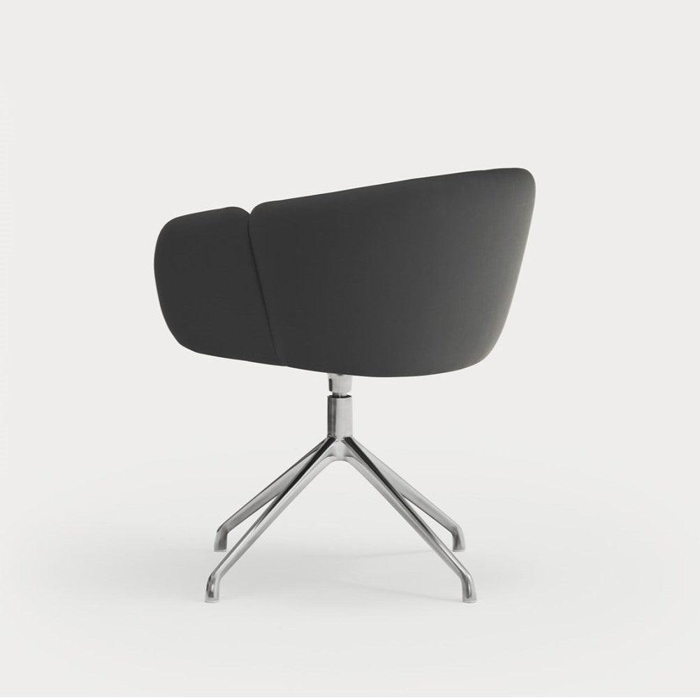 Krzesło obrotowe z podłokietnikami ADD ekoskóra czarna z chromowaną podstawą Teulat Eye on Design