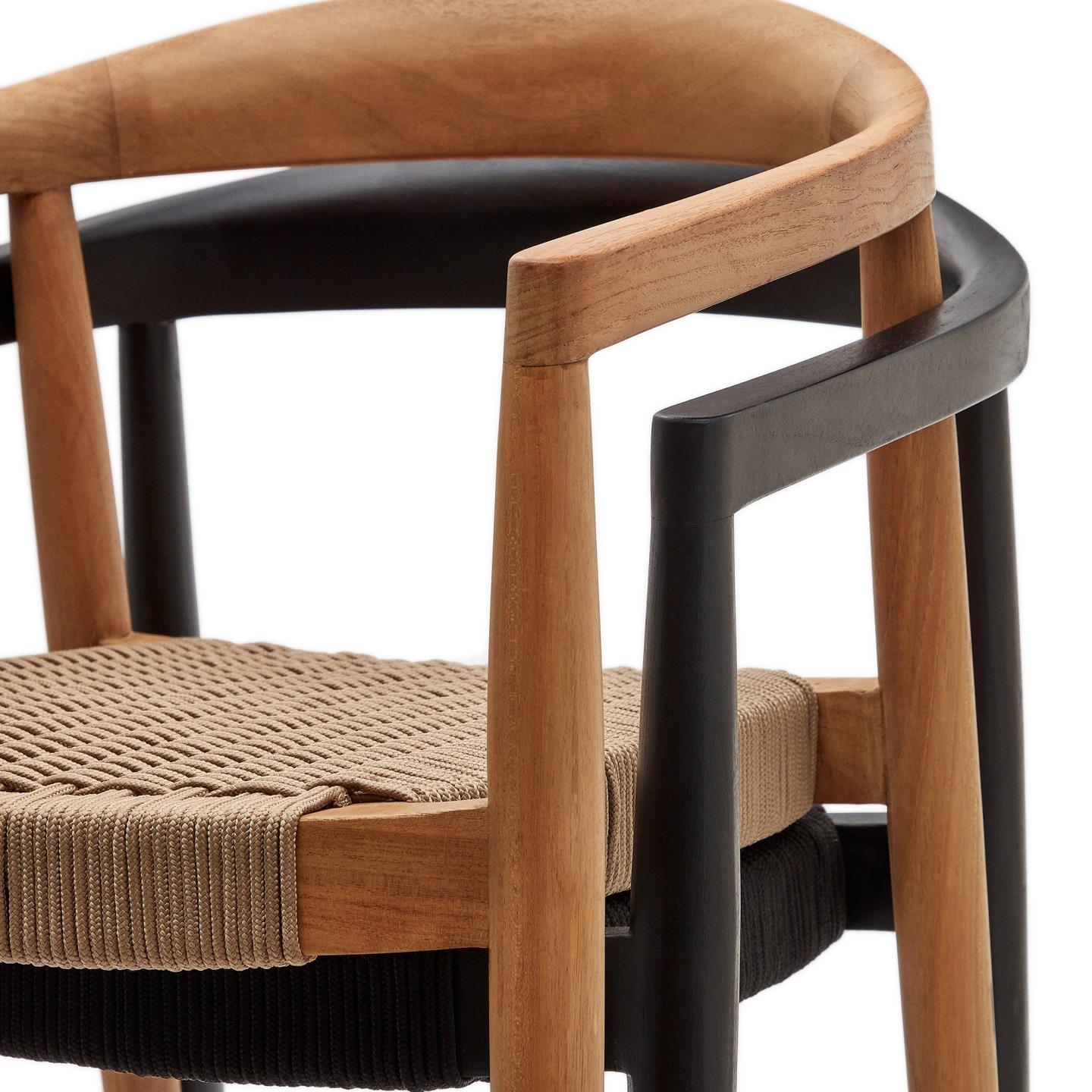 Krzesło ogrodowe YDALIA czarne drewno tekowe z czarną liną La Forma Eye on Design