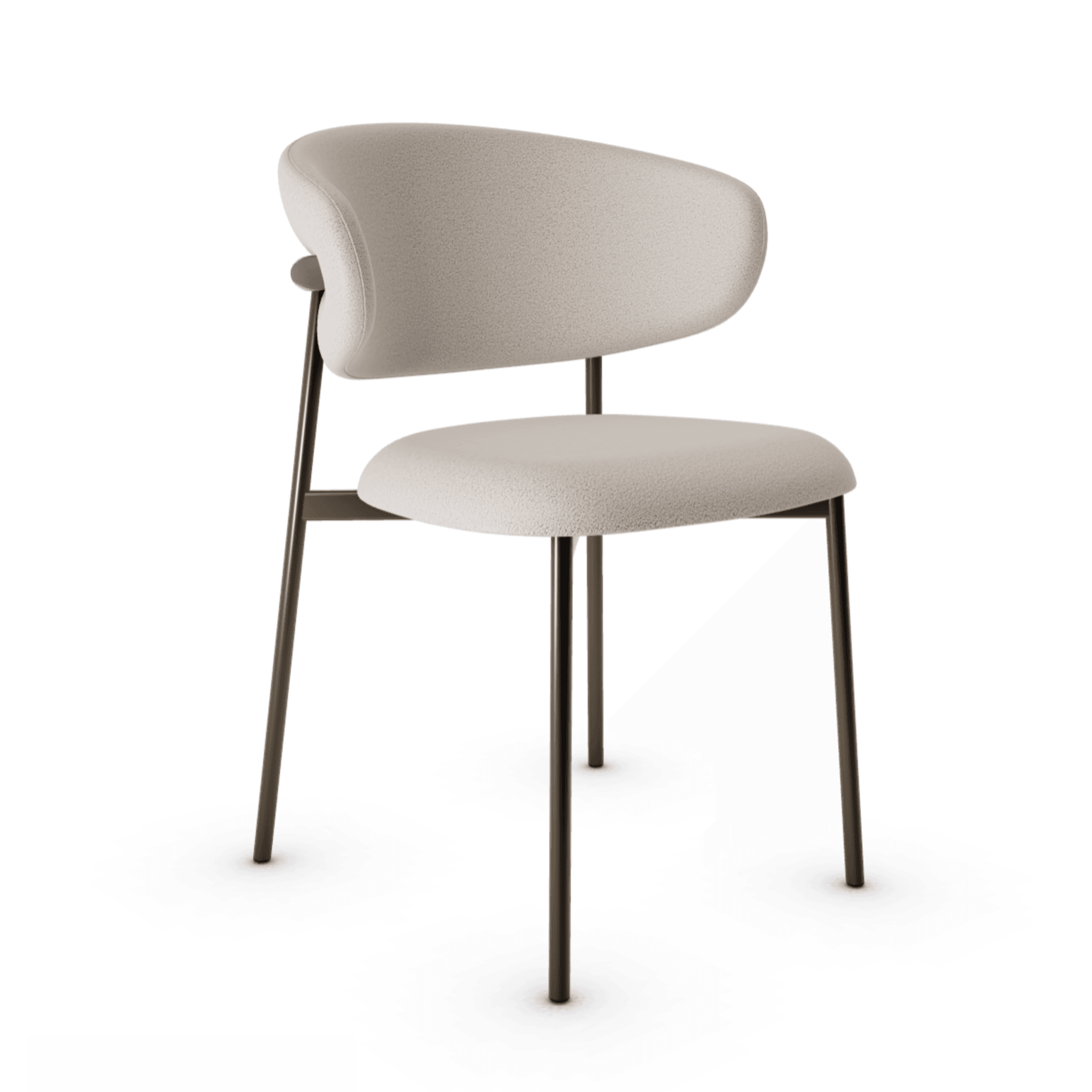 Krzesło OLEANDRO boucle jasnobrązowy z metalową podstawą Calligaris metalowa matowy brąz Eye on Design