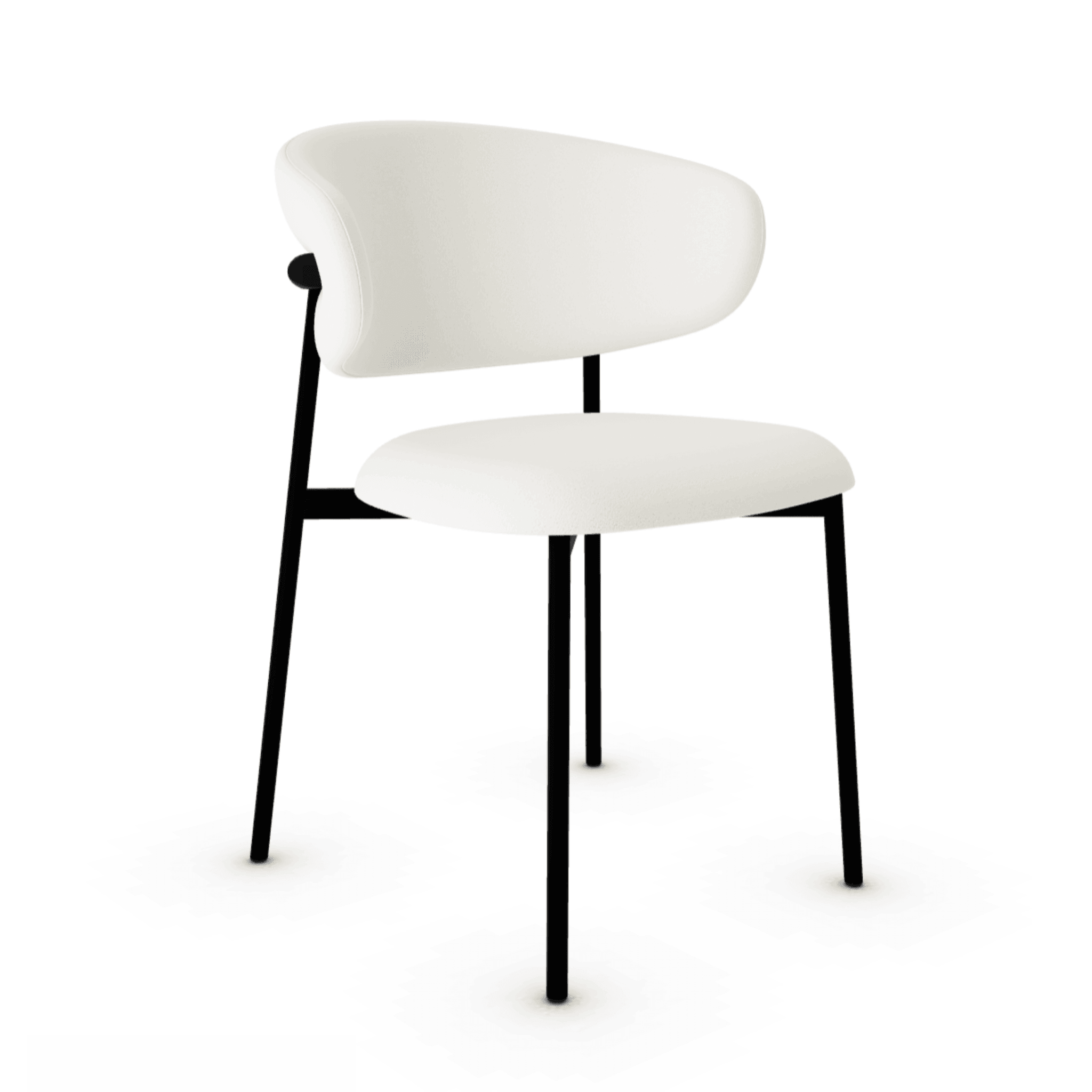 Krzesło OLEANDRO boucle kremowy z metalową podstawą Calligaris metalowa matowa czerń Eye on Design