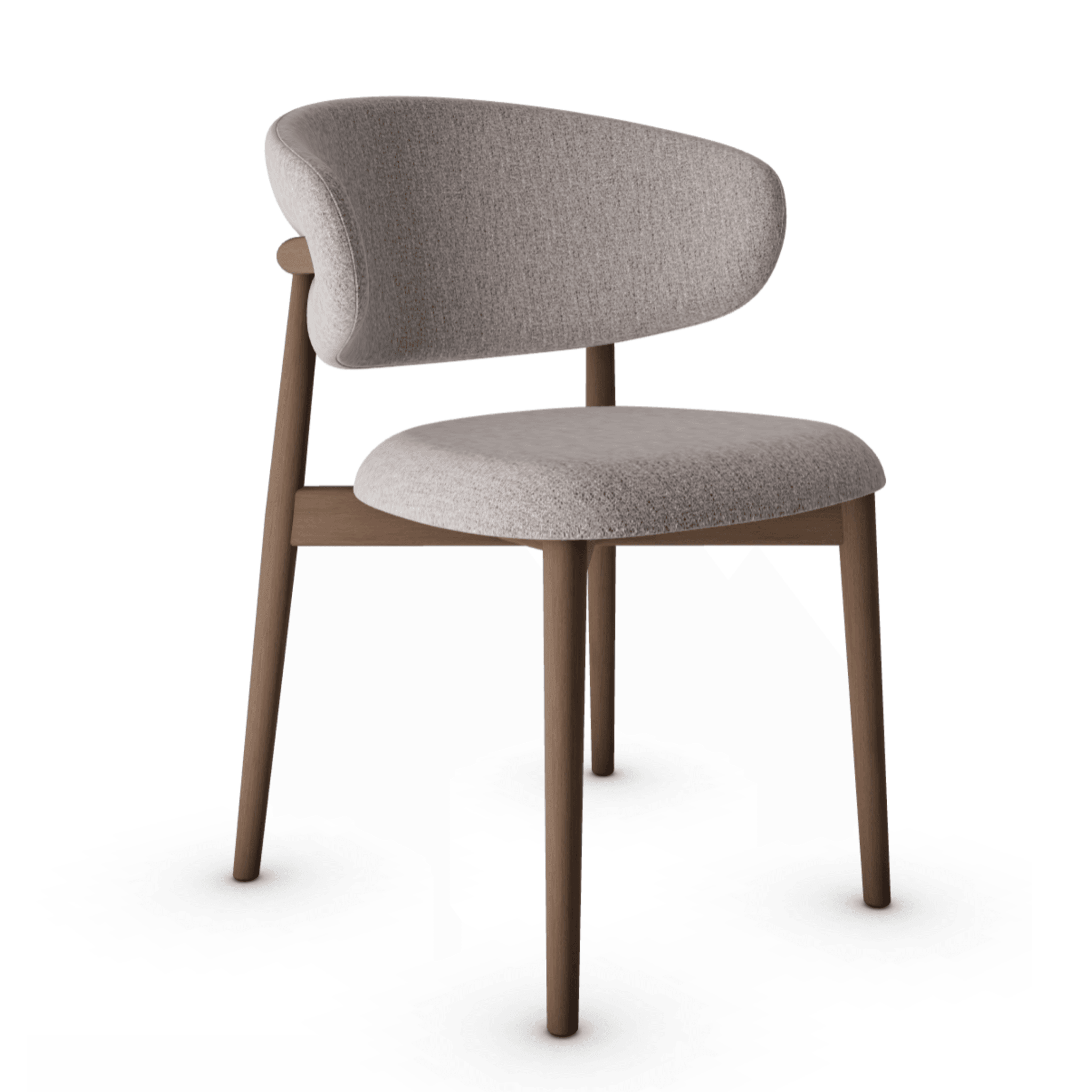 Krzesło OLEANDRO boucle taupe z drewnianą podstawą Calligaris drewniana ciemnobrązowa Eye on Design