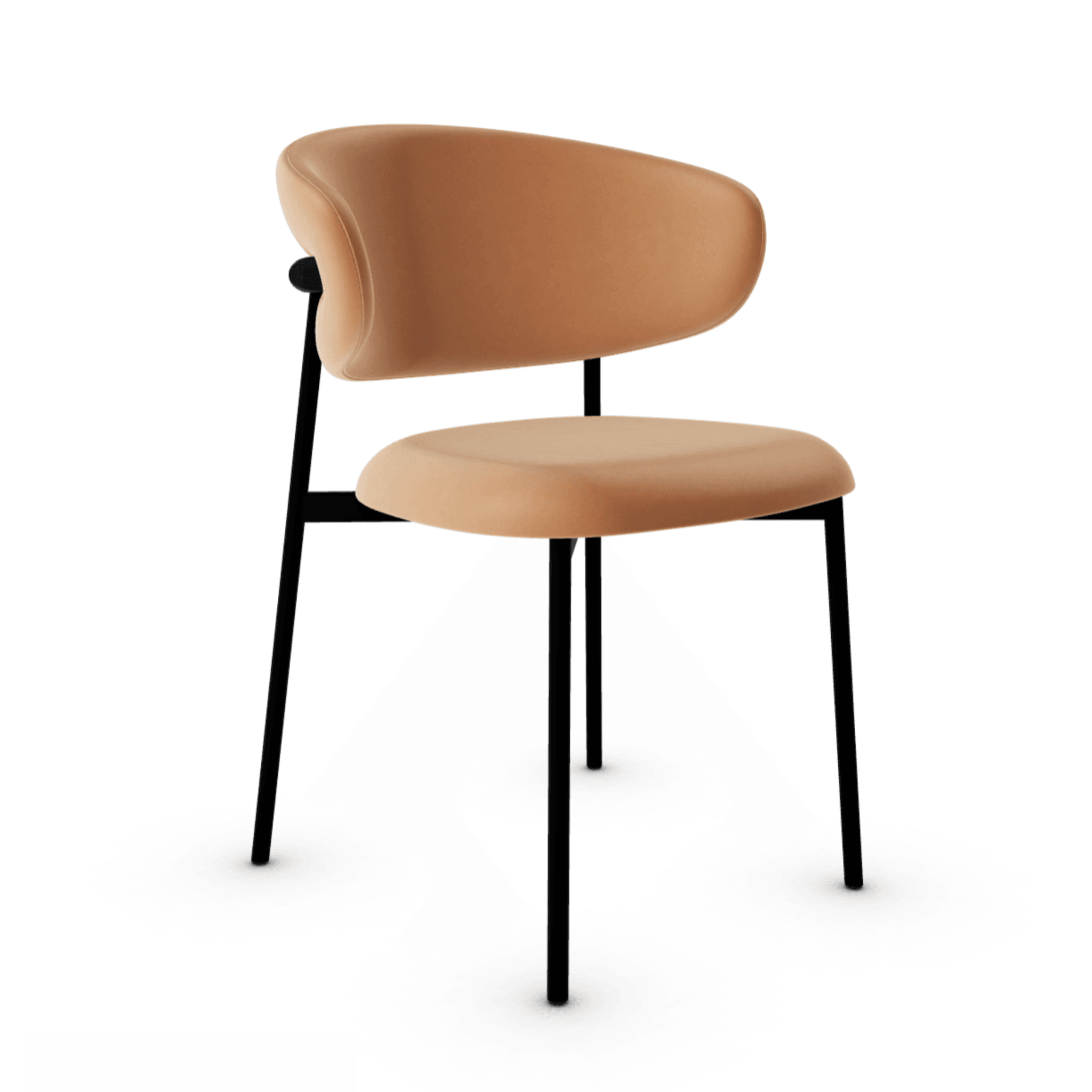 Krzesło OLEANDRO koniakowa ekoskóra z metalową podstawą Calligaris metalowa matowa czerń Eye on Design