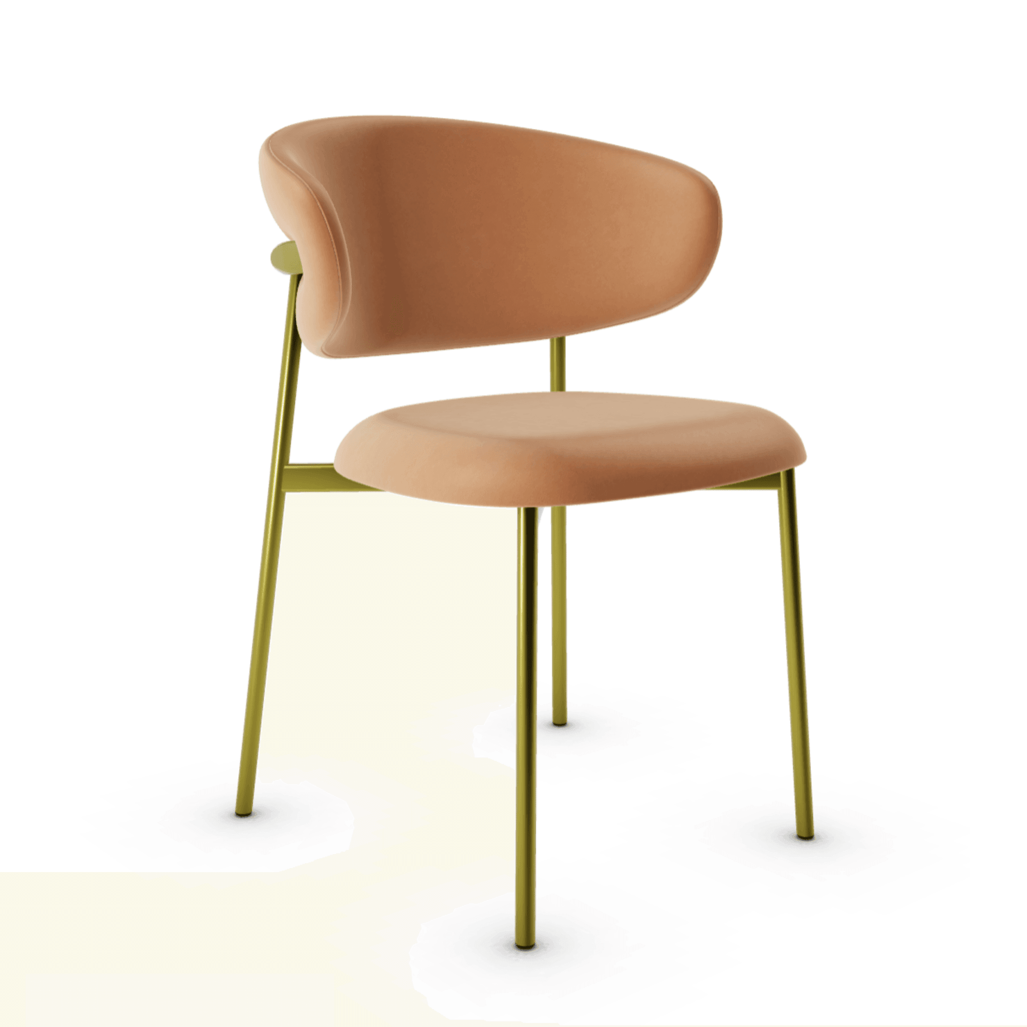 Krzesło OLEANDRO koniakowa ekoskóra z metalową podstawą Calligaris metalowa matowy mosiądz Eye on Design