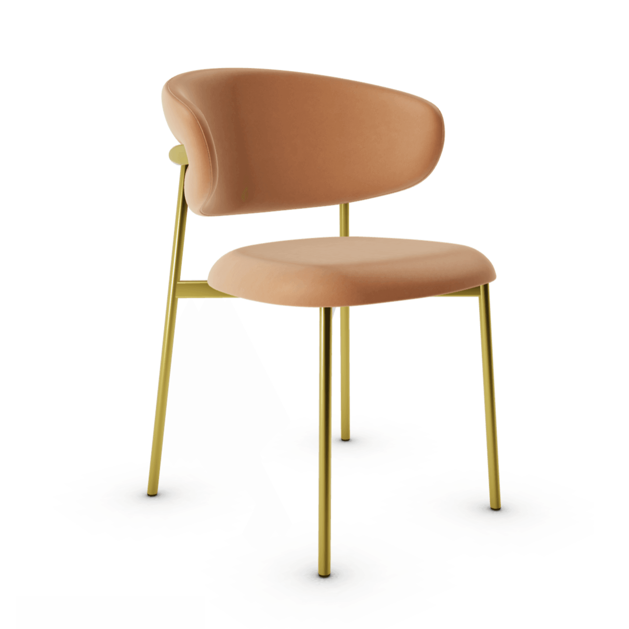 Krzesło OLEANDRO koniakowa ekoskóra z metalową podstawą Calligaris metalowa polerowany mosiądz Eye on Design