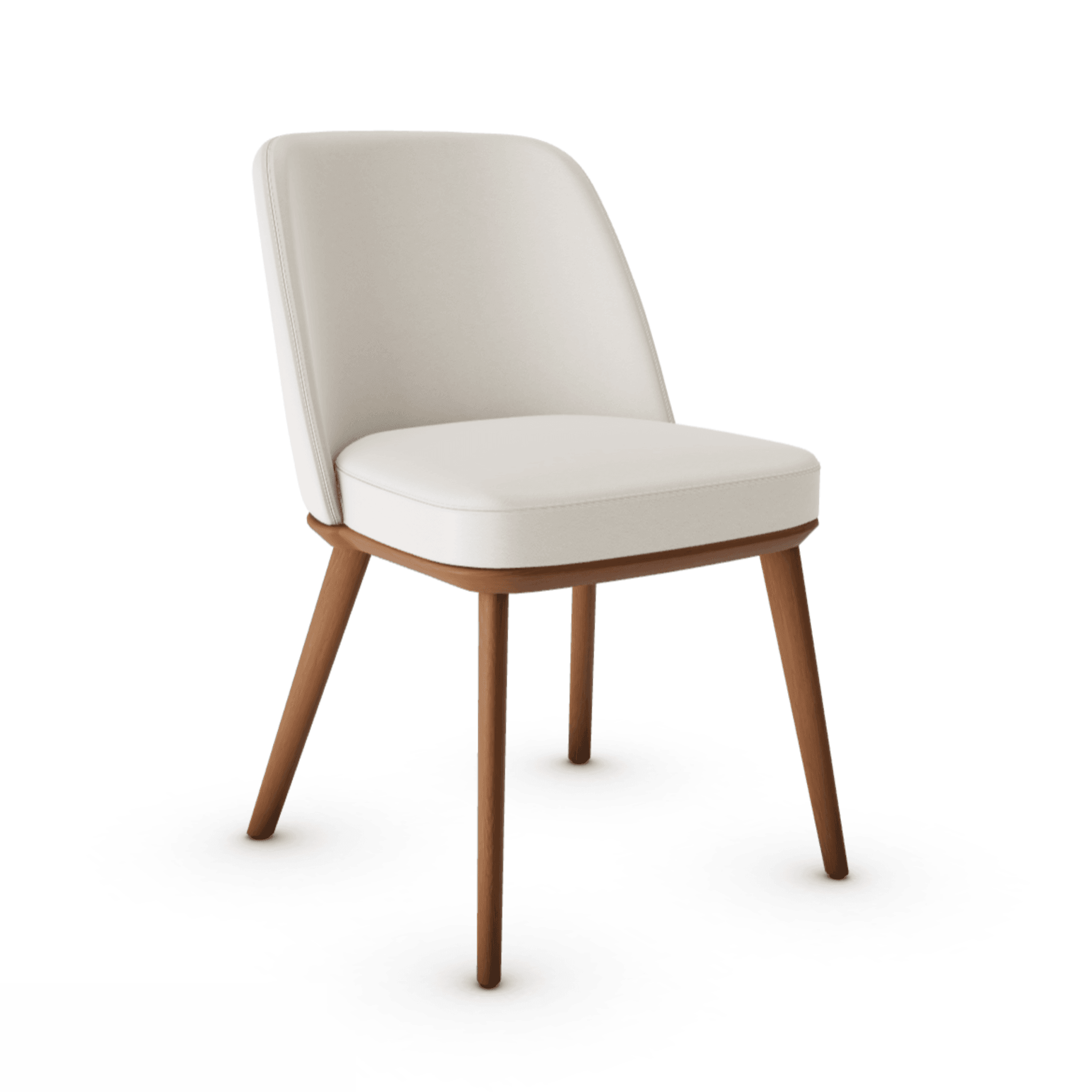 Krzesło skórzane FOYER kremowy z drewnianą podstawą Calligaris drewniana orzech włoski Eye on Design