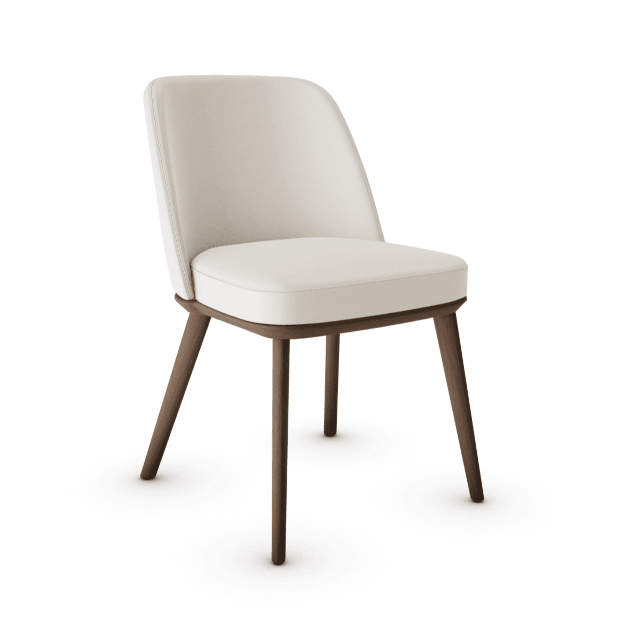 Krzesło skórzane FOYER kremowy z drewnianą podstawą Calligaris drewniana ciemnobrązowa Eye on Design