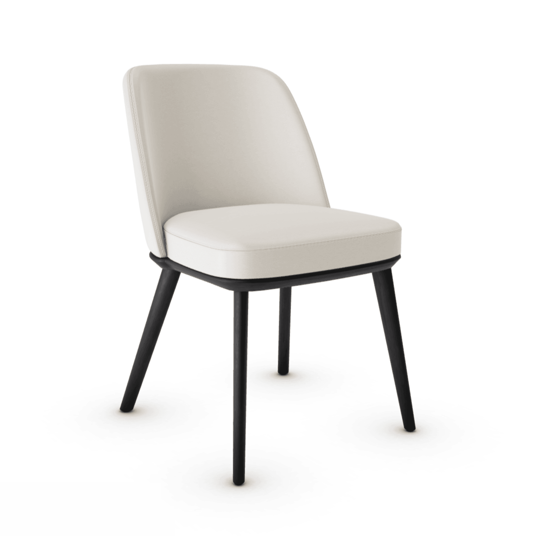 Krzesło skórzane FOYER kremowy z drewnianą podstawą Calligaris drewniana matowa czerń Eye on Design