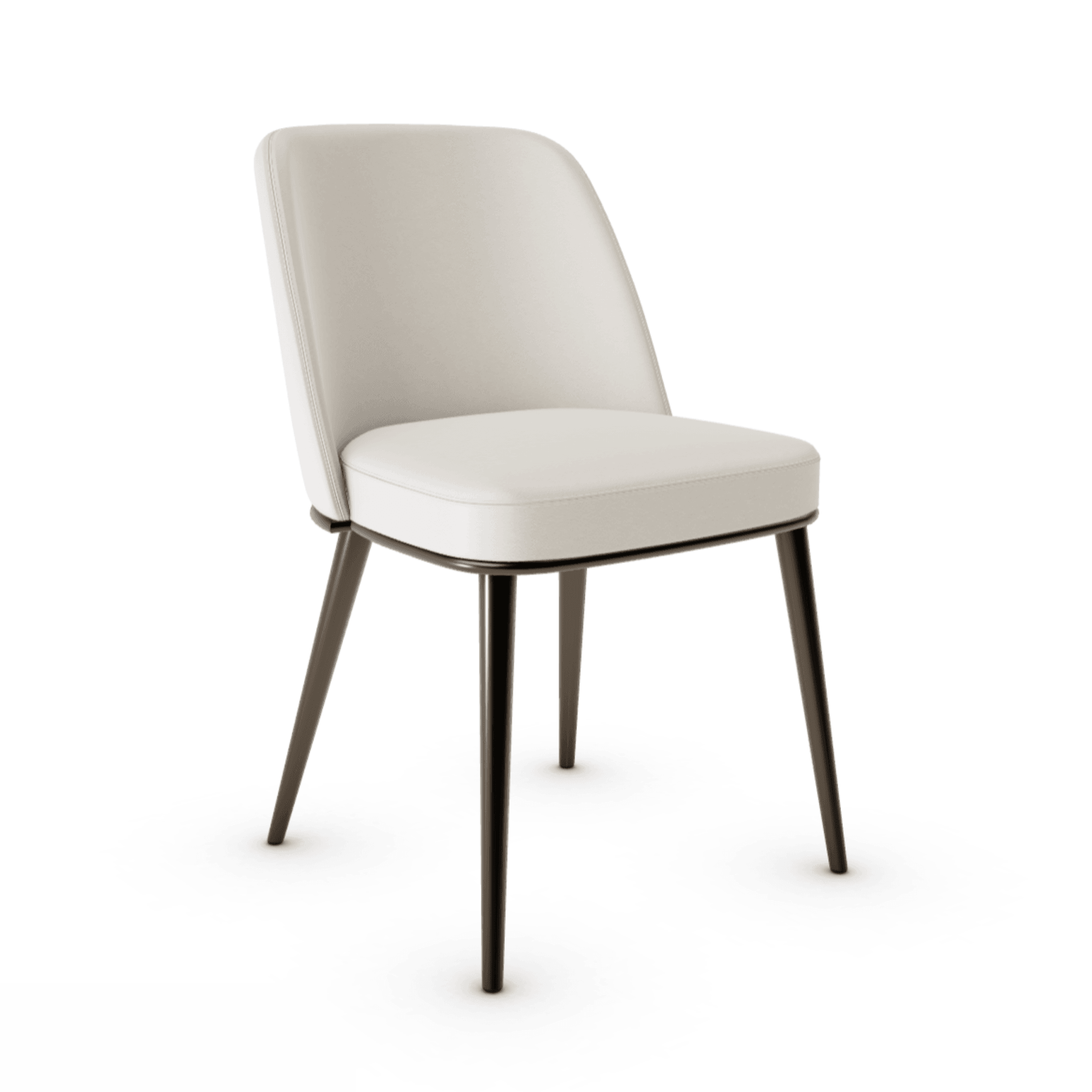 Krzesło skórzane FOYER kremowy z metalową podstawą Calligaris metalowa matowy brąz Eye on Design