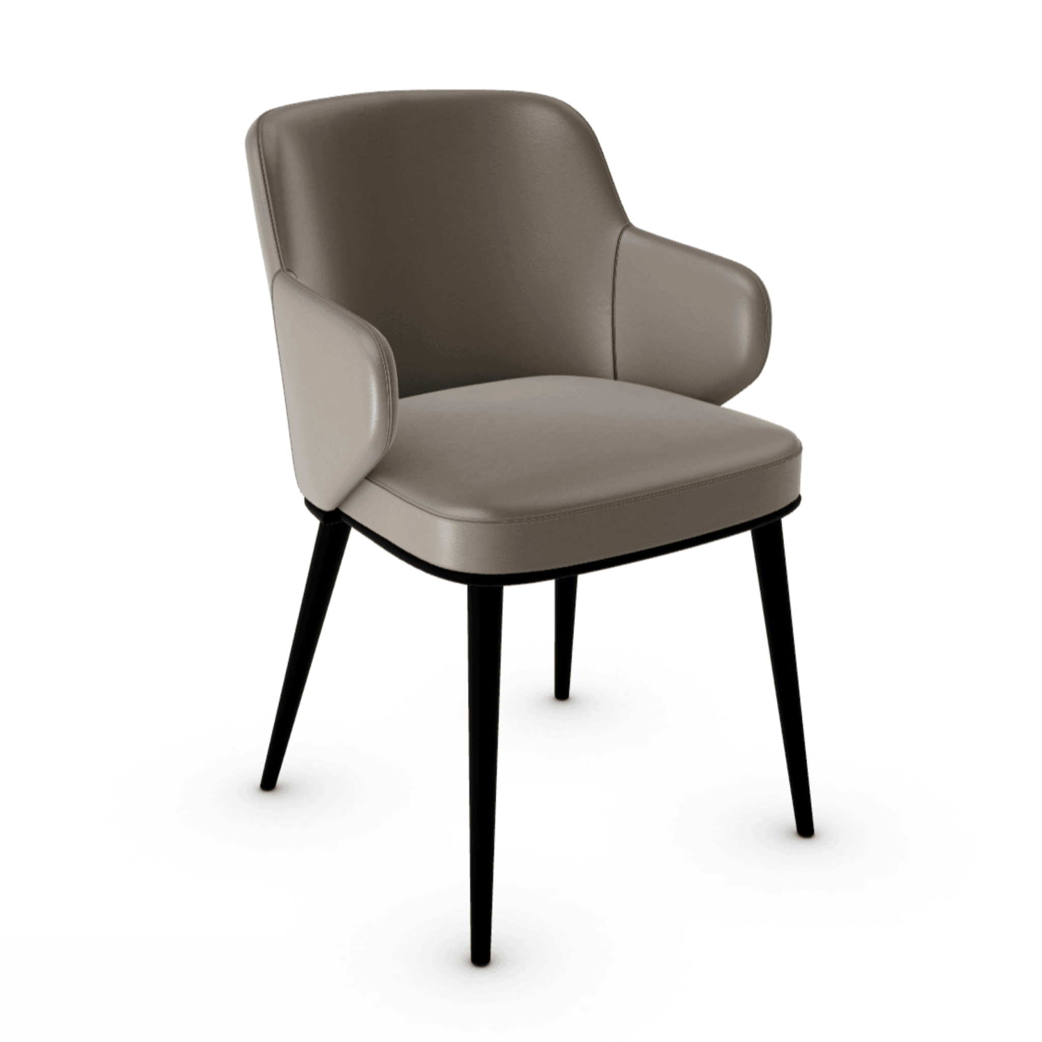 Krzesło skórzane z podłokietnikami FOYER ciemnoszary z metalową podstawą Calligaris metalowa matowa czerń Eye on Design