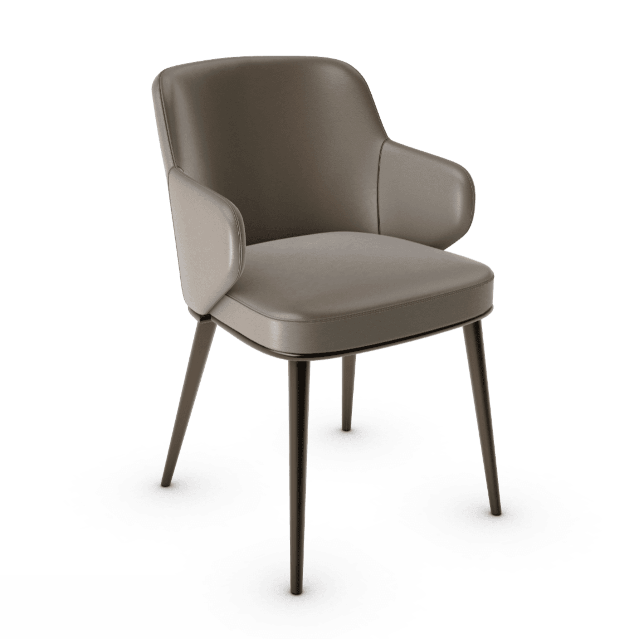 Krzesło skórzane z podłokietnikami FOYER ciemnoszary z metalową podstawą Calligaris metalowa matowy brąz Eye on Design