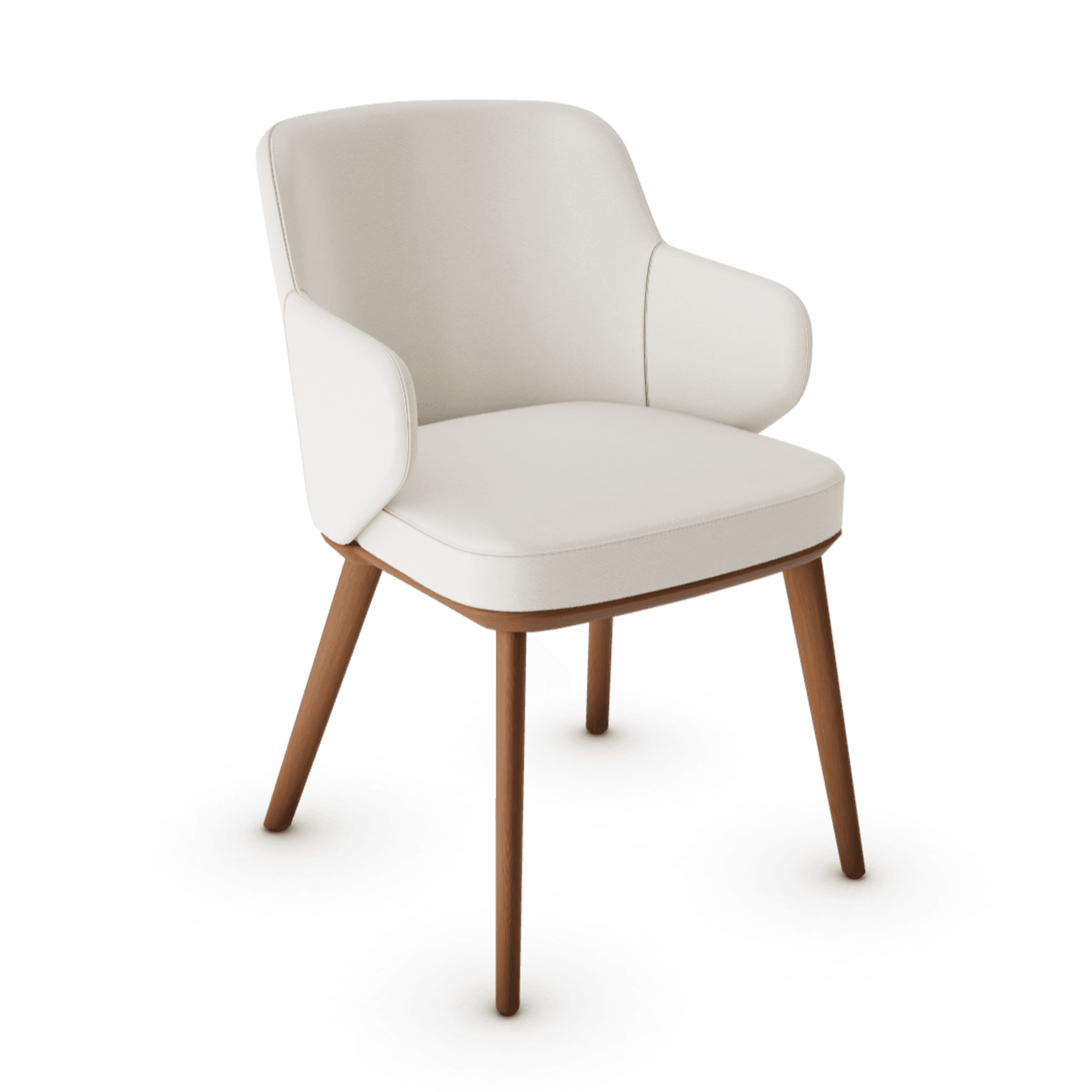 Krzesło skórzane z podłokietnikami FOYER kremowy z drewnianą podstawą Calligaris drewniana orzech włoski Eye on Design