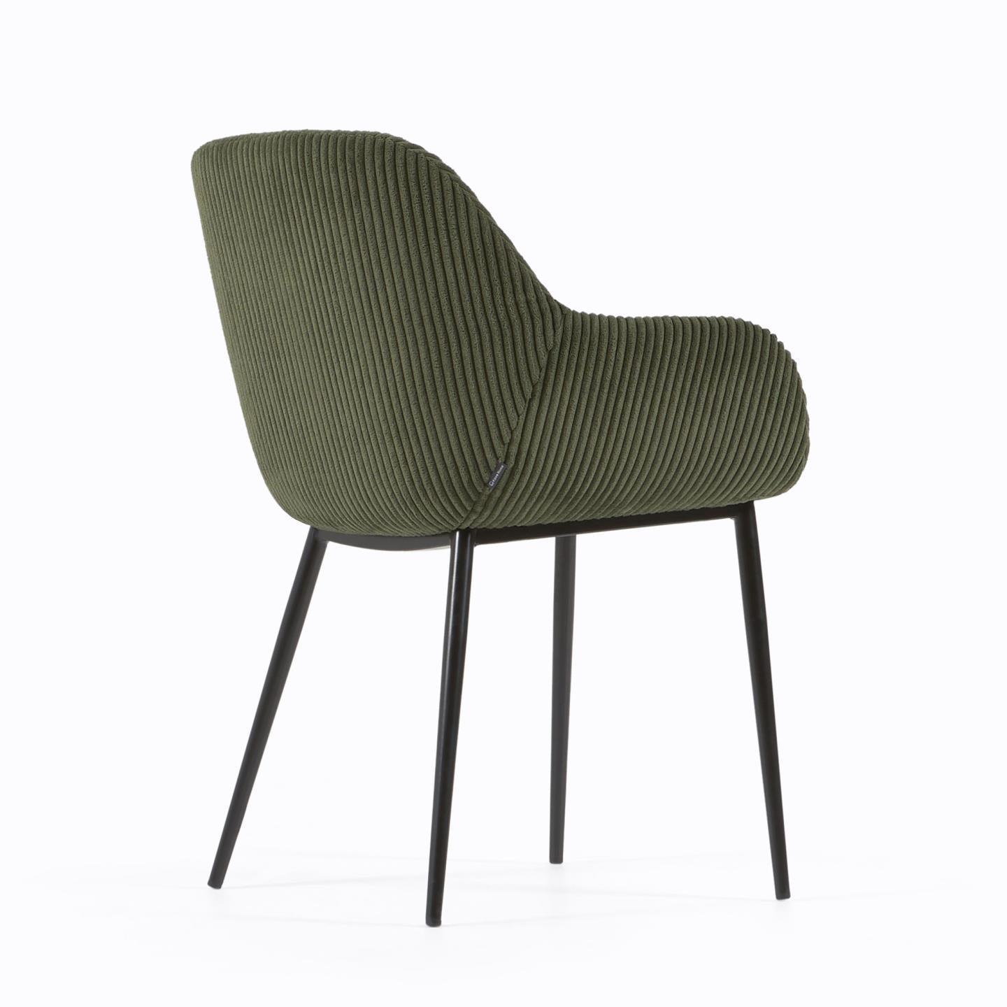 Krzesło sztruksowe KONNA ciemnozielony z czarną podstawą La Forma Eye on Design
