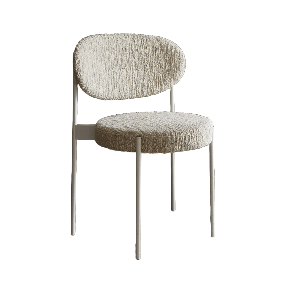 Krzesło w tkaninie boucle SERIES 430 kremowe z białą podstawą Verpan Eye on Design