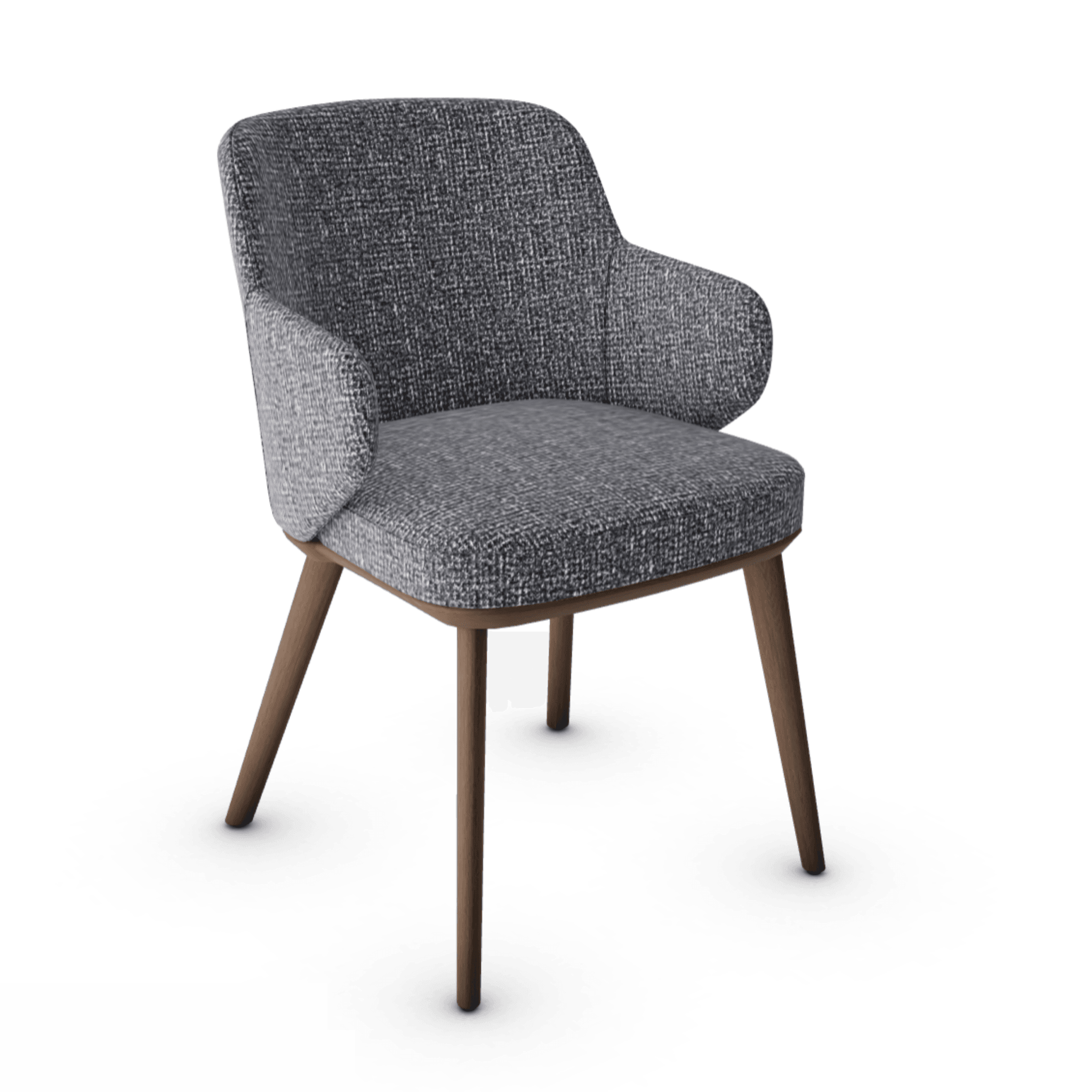 Krzesło z podłokietnikami FOYER boucle antracytowy z drewnianą podstawą Calligaris drewniana ciemnobrązowa Eye on Design