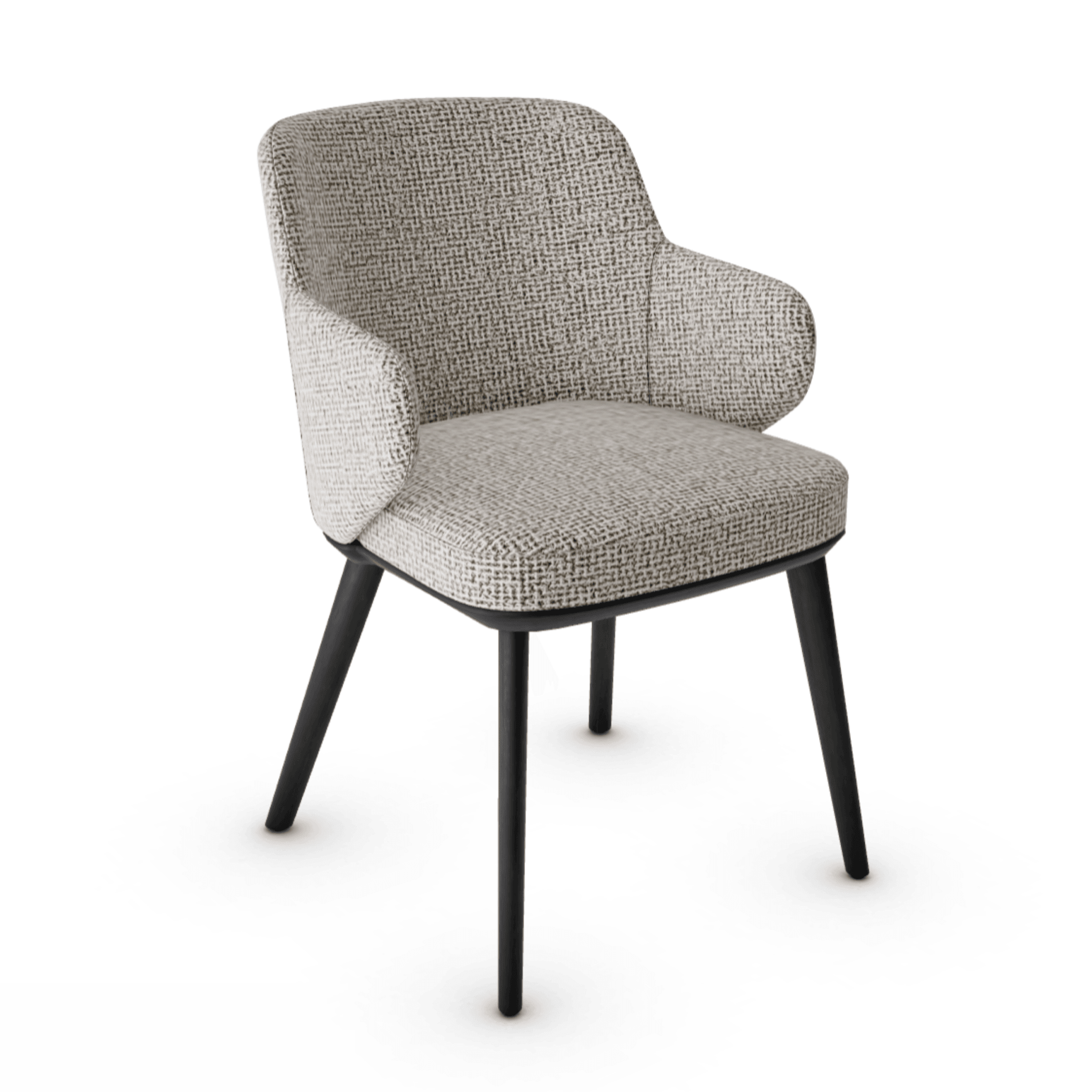 Krzesło z podłokietnikami FOYER boucle beżowy z drewnianą podstawą Calligaris drewniana matowa czerń Eye on Design