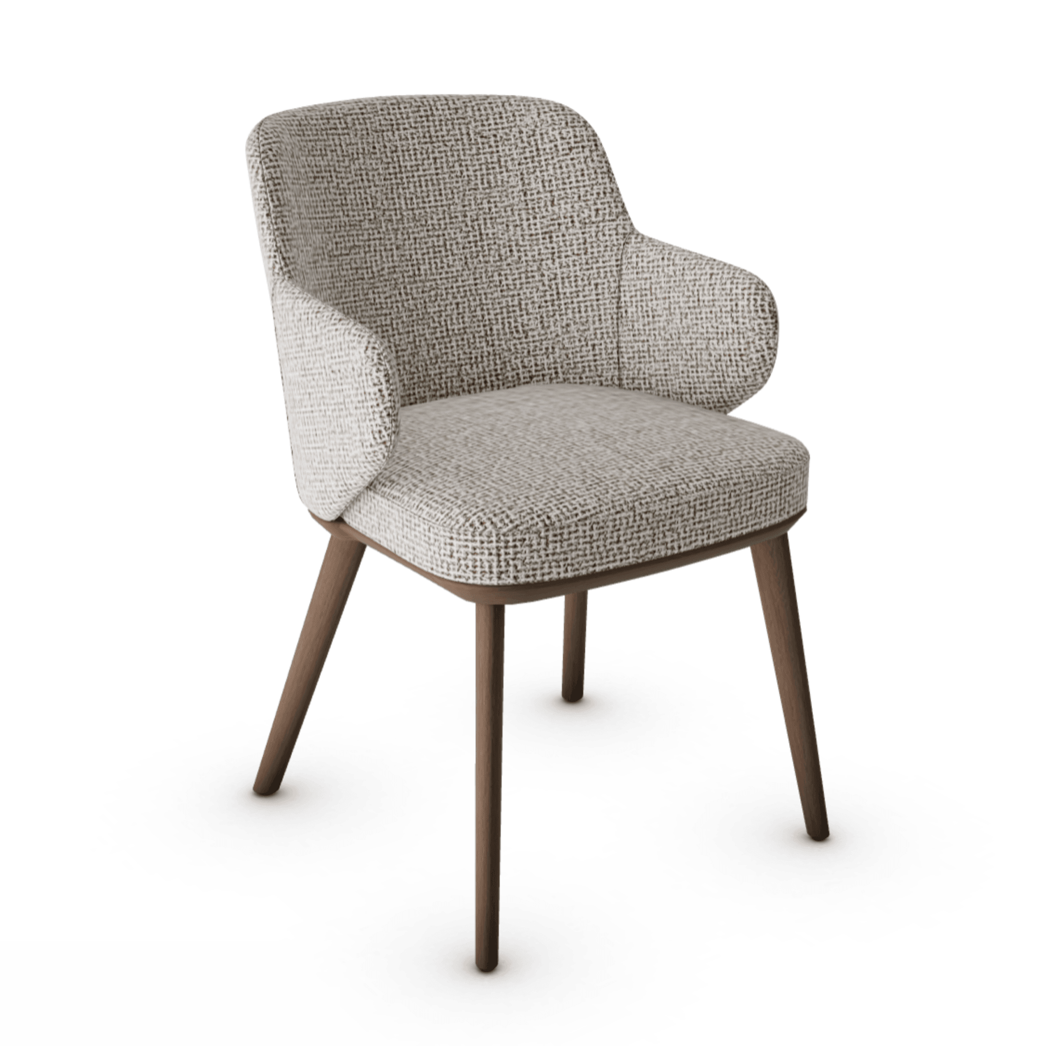 Krzesło z podłokietnikami FOYER boucle beżowy z drewnianą podstawą Calligaris drewniana ciemnobrązowa Eye on Design