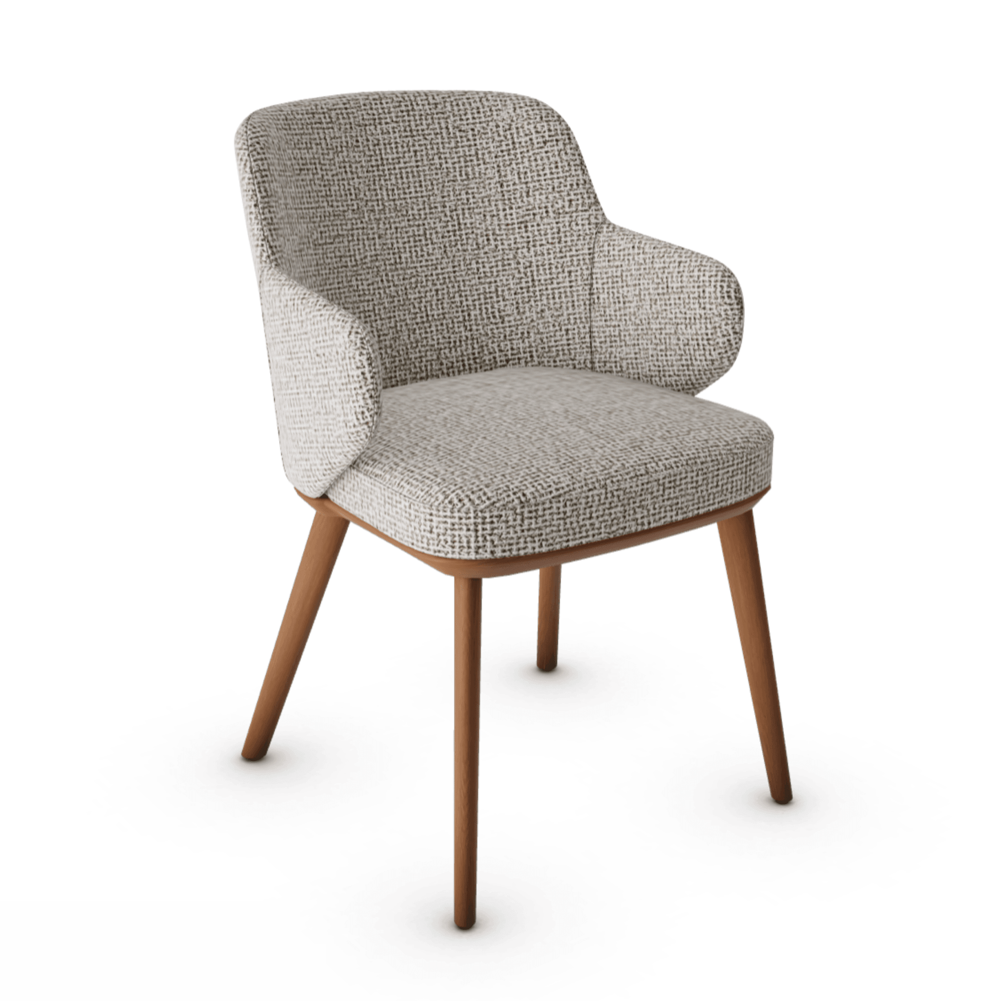 Krzesło z podłokietnikami FOYER boucle beżowy z drewnianą podstawą Calligaris drewniana orzech włoski Eye on Design