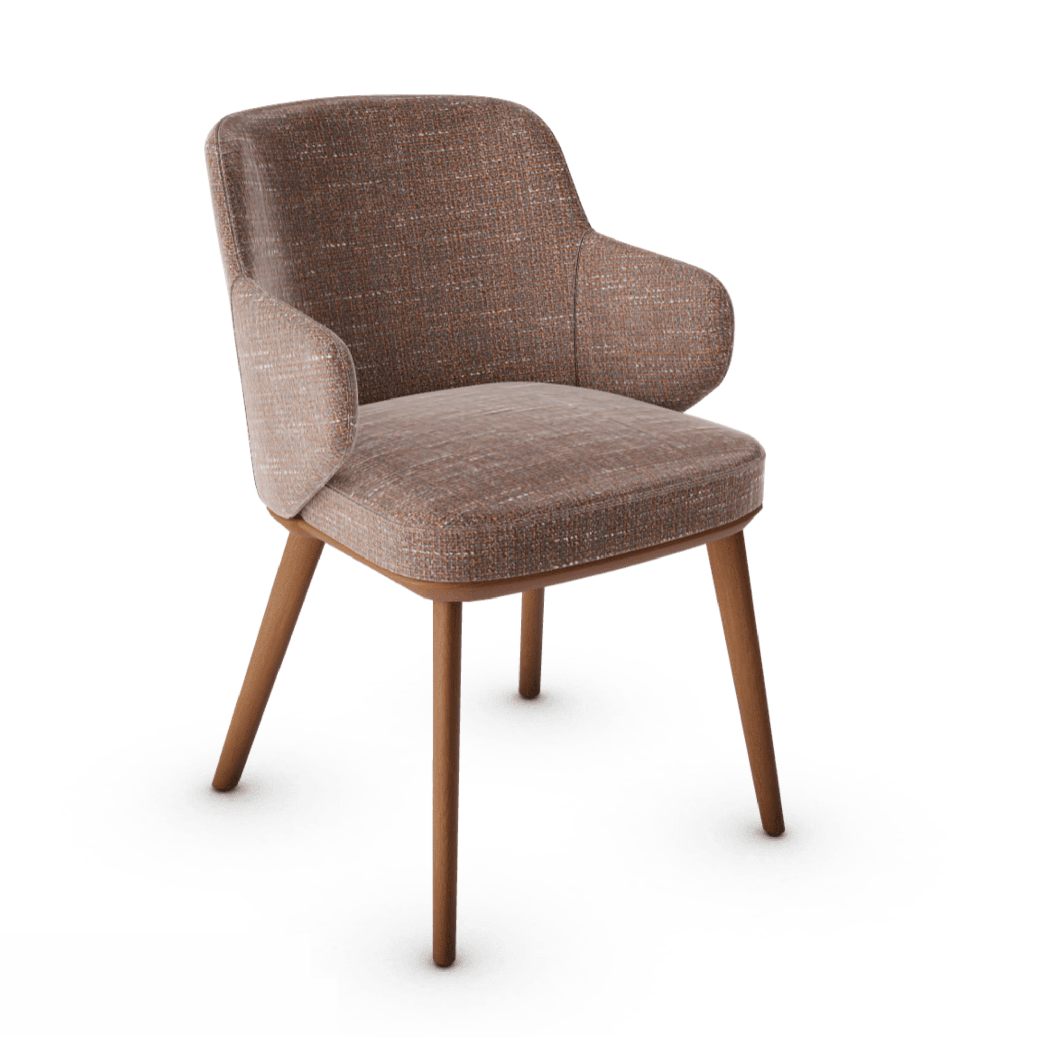 Krzesło z podłokietnikami FOYER boucle ceglany z drewnianą podstawą Calligaris drewniana orzech włoski Eye on Design