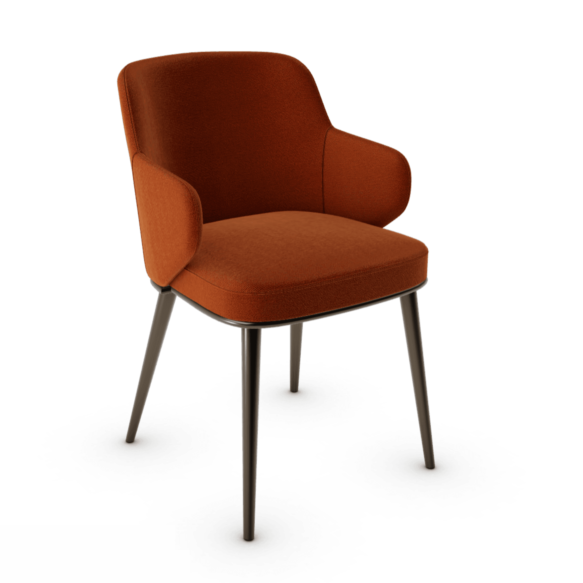 Krzesło z podłokietnikami FOYER ceglany z metalową podstawą Calligaris metalowa matowy brąz Eye on Design