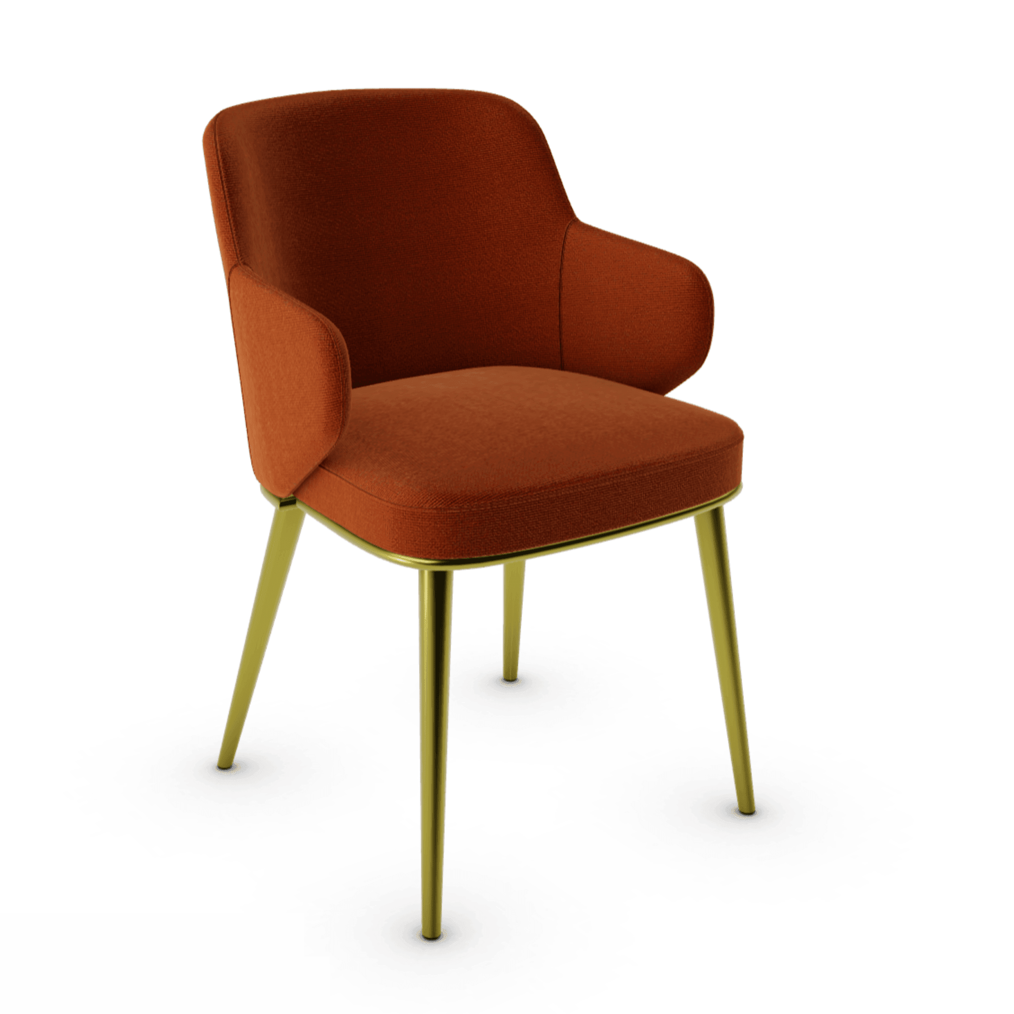 Krzesło z podłokietnikami FOYER ceglany z metalową podstawą Calligaris metalowa matowy mosiądz Eye on Design