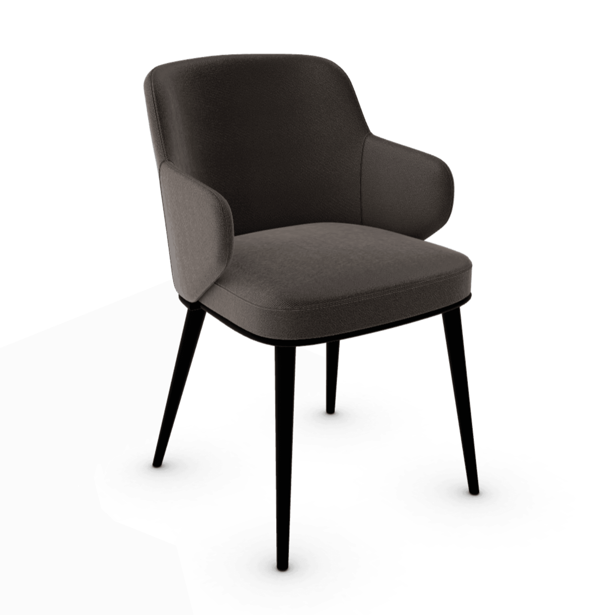 Krzesło z podłokietnikami FOYER ciemnobrązowy z metalową podstawą Calligaris metalowa matowa czerń Eye on Design