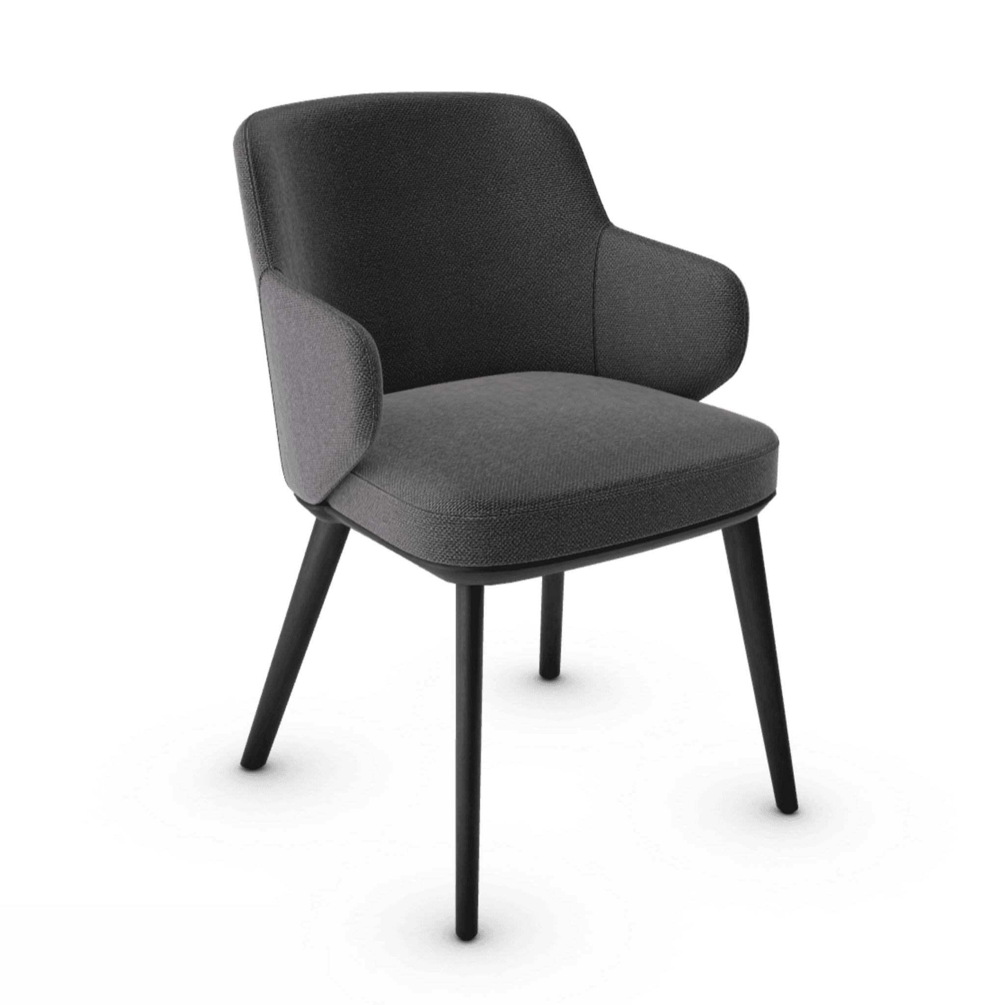 Krzesło z podłokietnikami FOYER ciemnoszary z drewnianą podstawą Calligaris drewniana matowa czerń Eye on Design