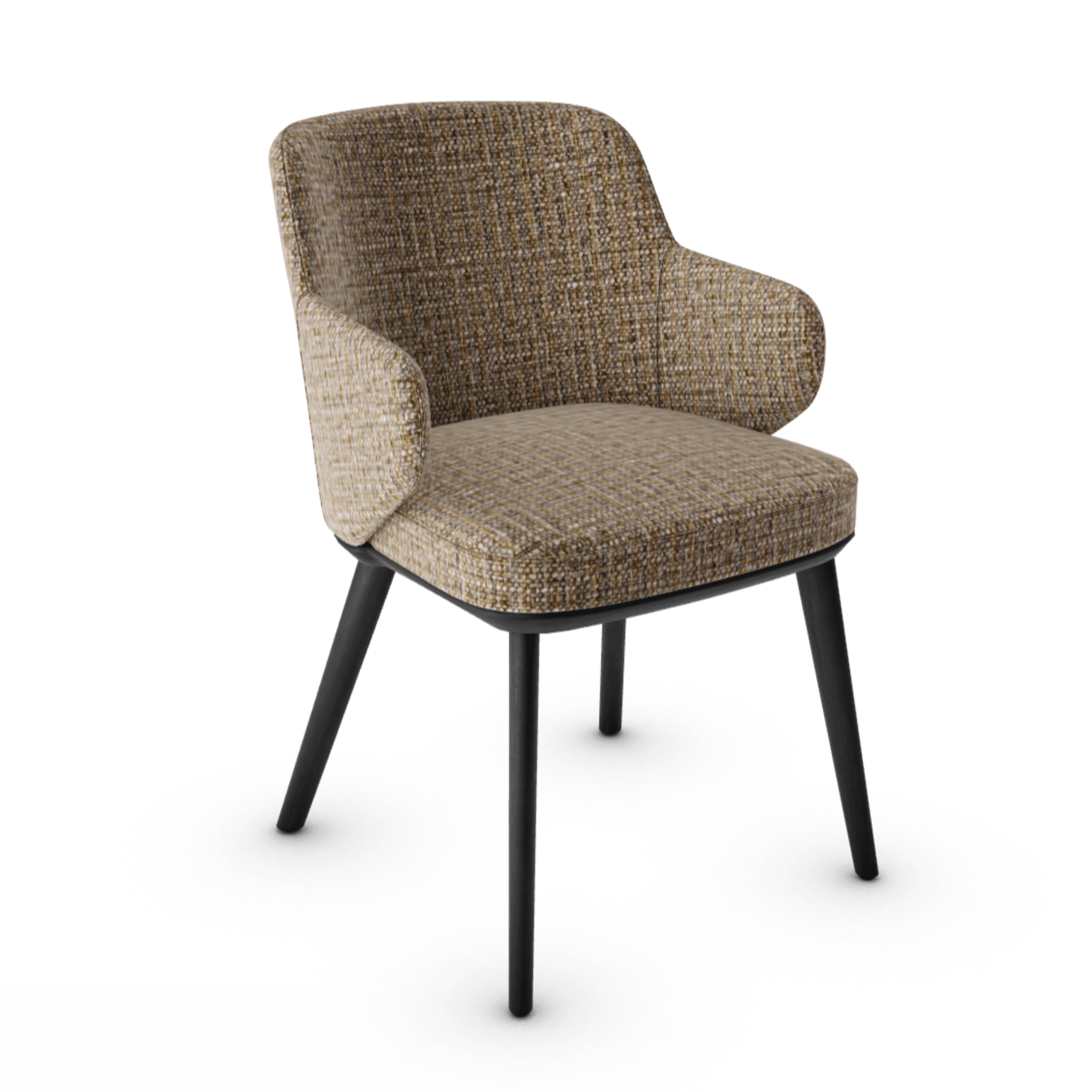 Krzesło z podłokietnikami FOYER melanż brązowy z drewnianą podstawą Calligaris drewniana matowa czerń Eye on Design