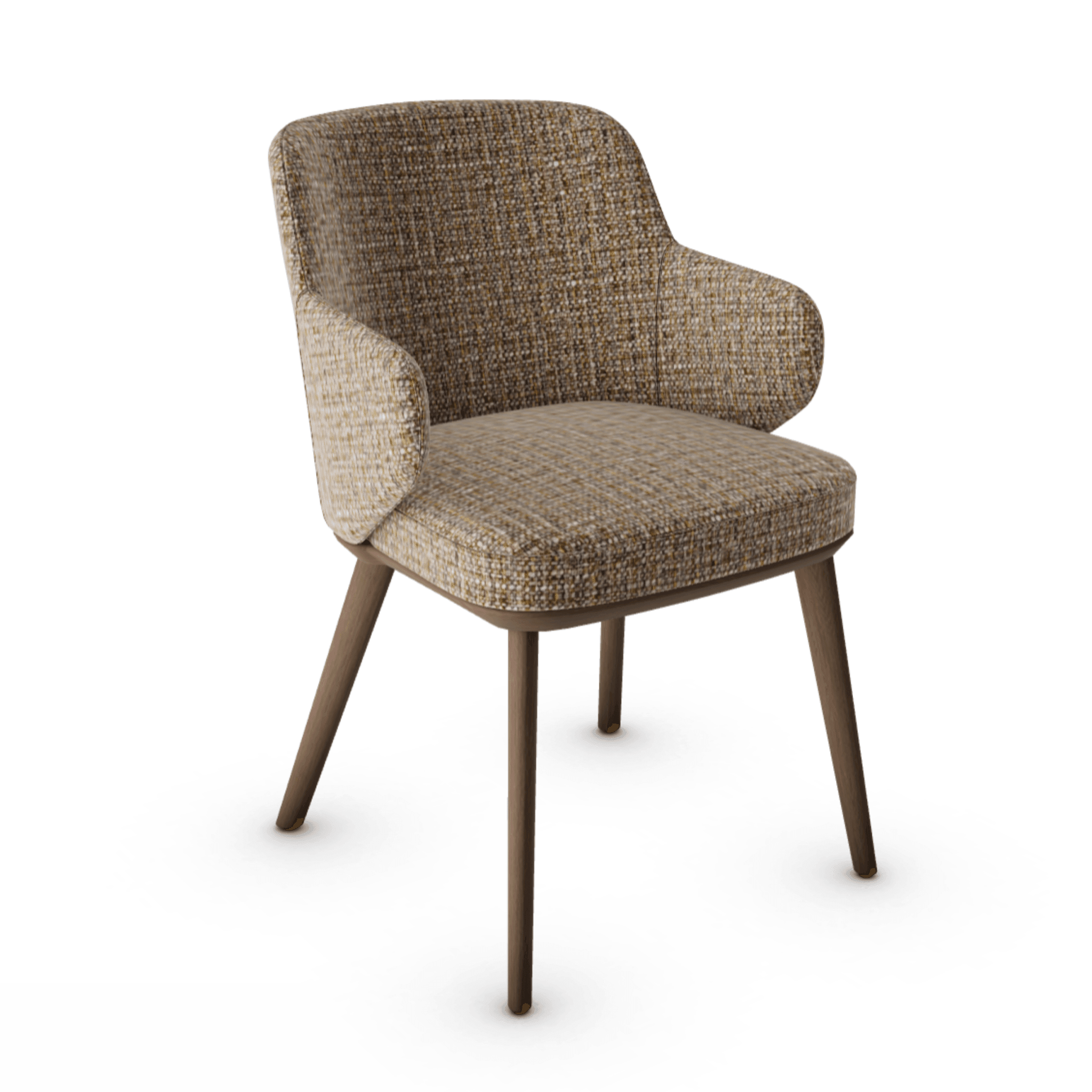 Krzesło z podłokietnikami FOYER melanż brązowy z drewnianą podstawą Calligaris drewniana ciemnobrązowa Eye on Design