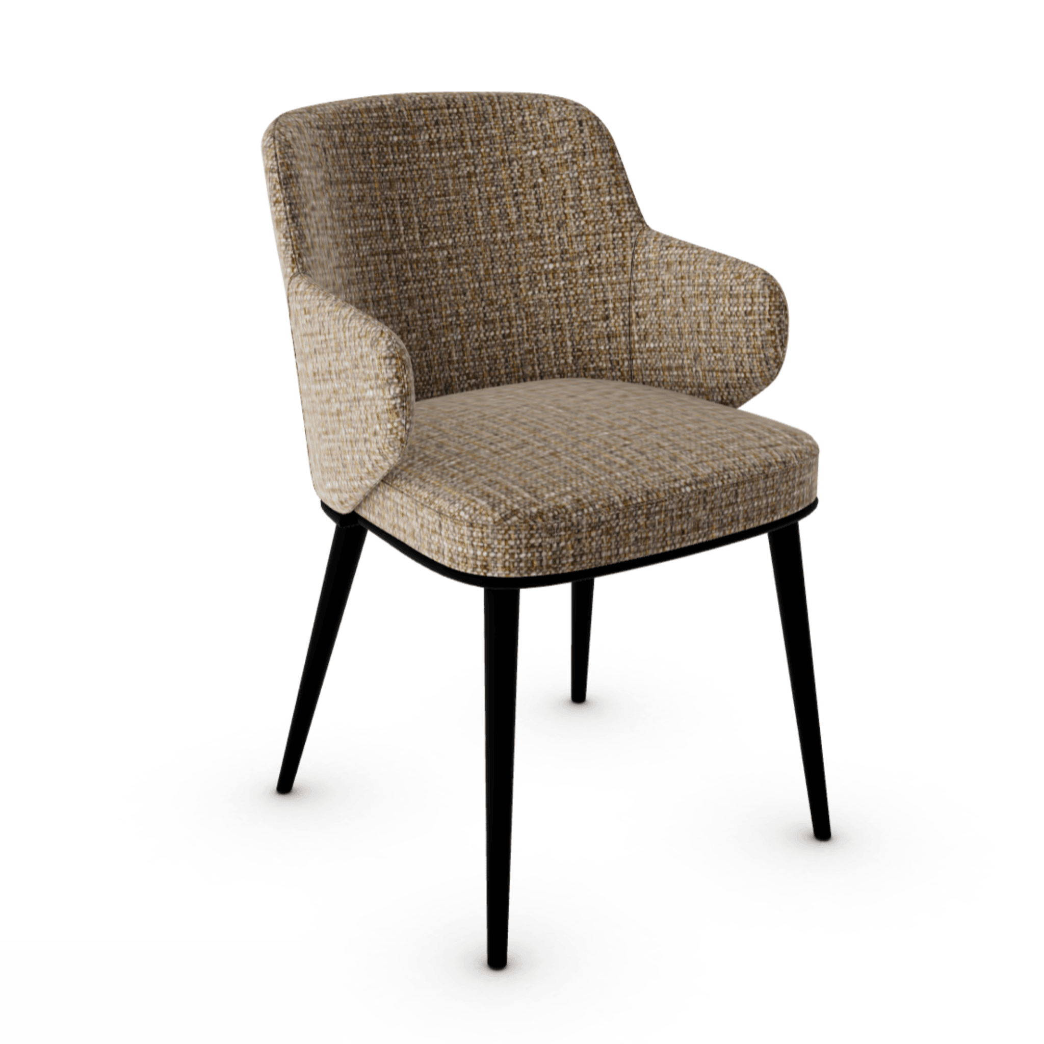 Krzesło z podłokietnikami FOYER melanż brązowy z metalową podstawą Calligaris metalowa matowa czerń Eye on Design