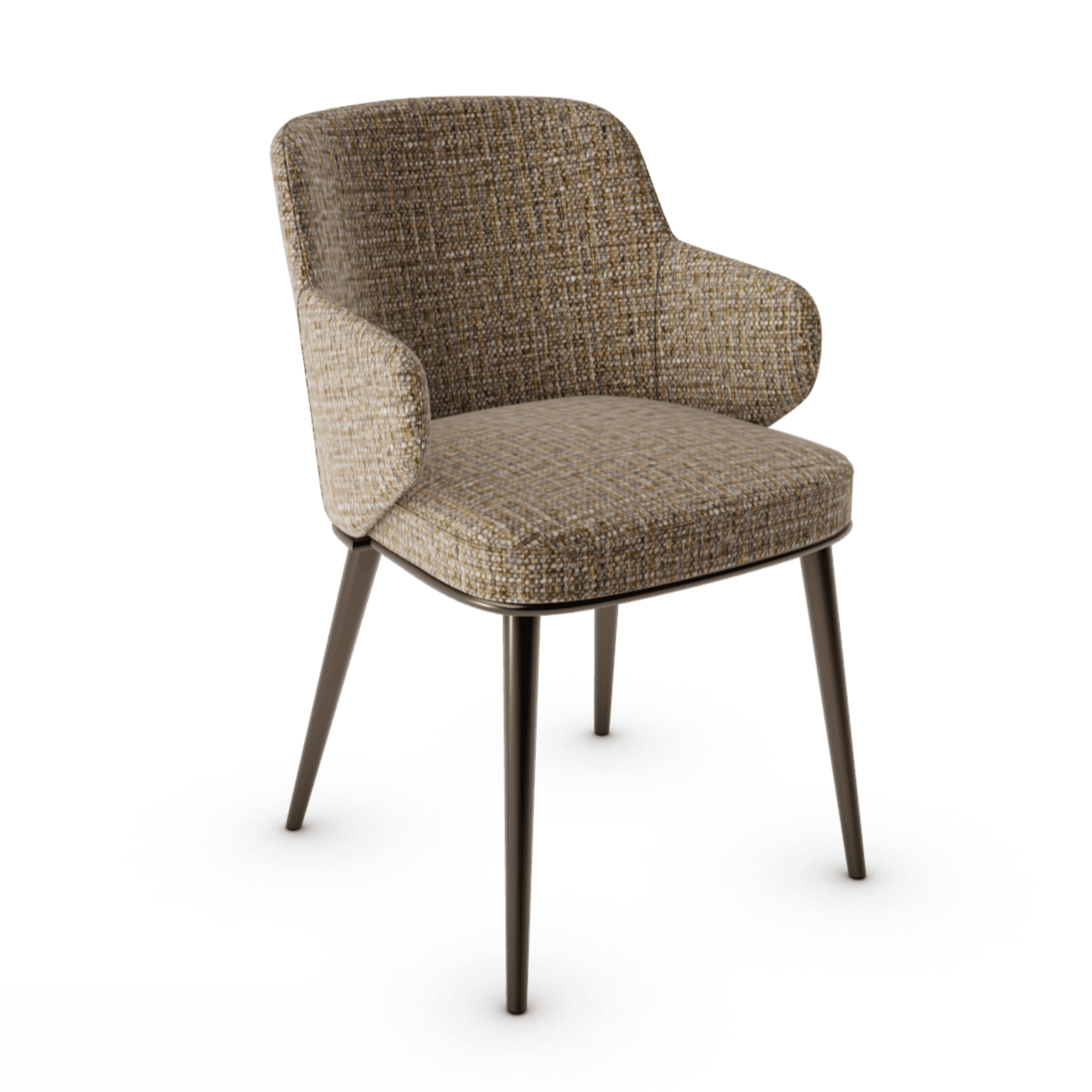 Krzesło z podłokietnikami FOYER melanż brązowy z metalową podstawą Calligaris metalowa matowy brąz Eye on Design