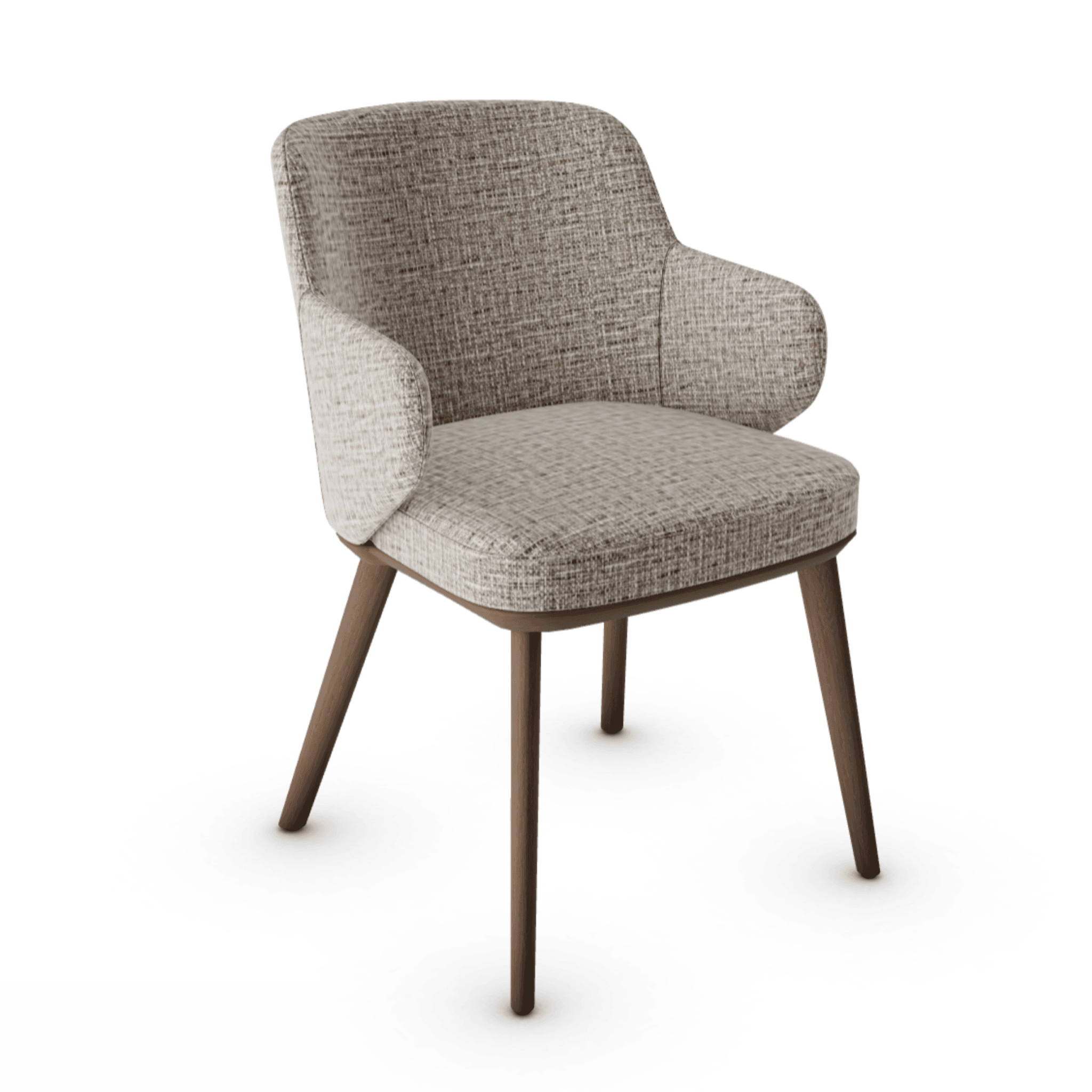 Krzesło z podłokietnikami FOYER melanż piaskowy z drewnianą podstawą Calligaris drewniana ciemnobrązowa Eye on Design