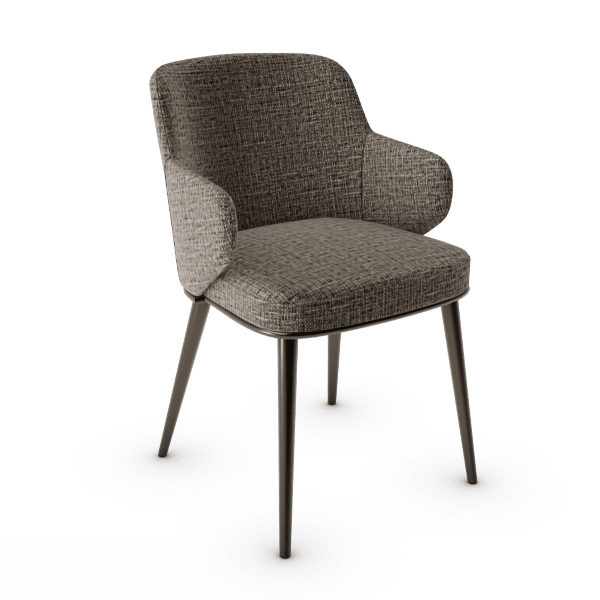 Krzesło z podłokietnikami FOYER melanż szary z metalową podstawą Calligaris metalowa matowy brąz Eye on Design