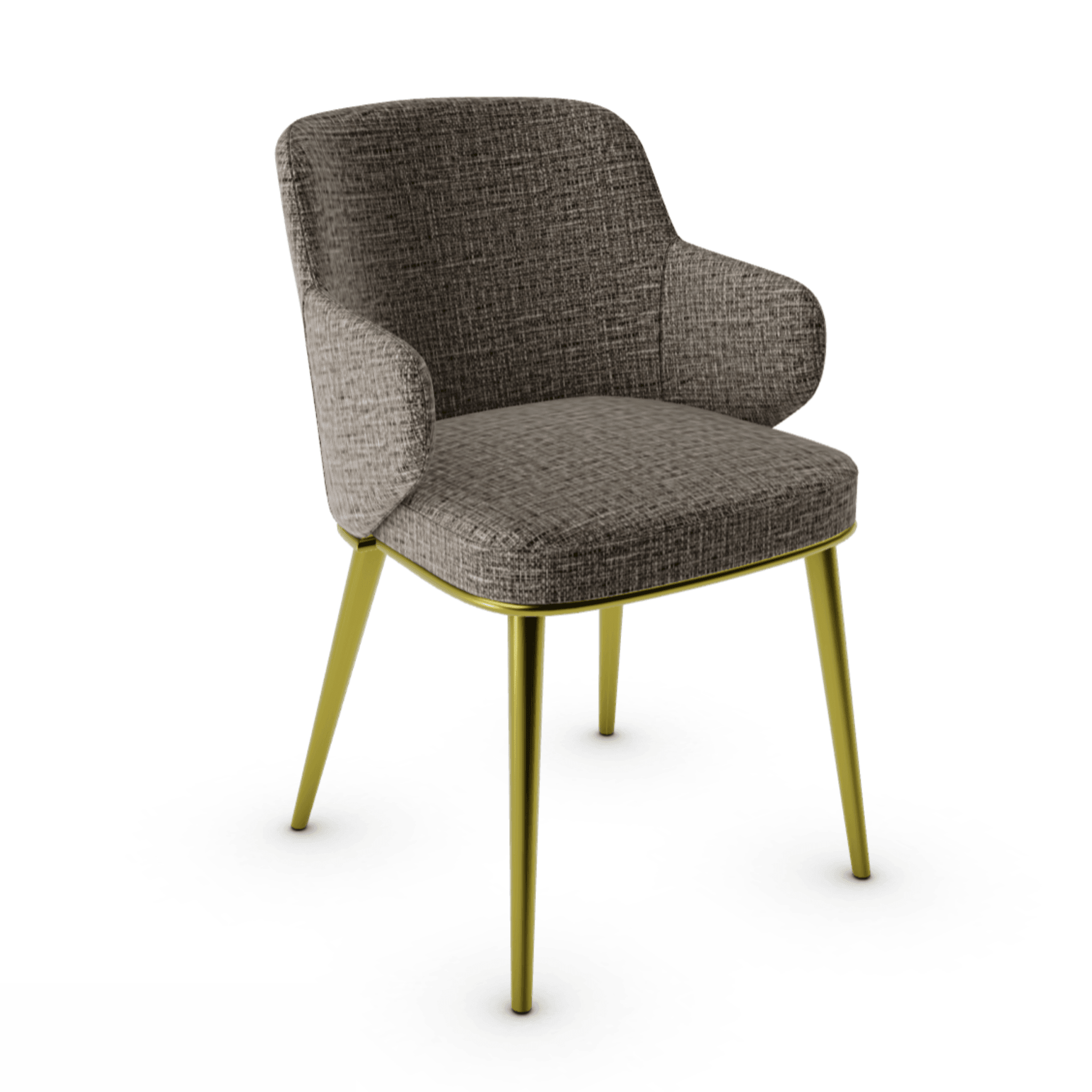 Krzesło z podłokietnikami FOYER melanż szary z metalową podstawą Calligaris metalowa matowy mosiądz Eye on Design