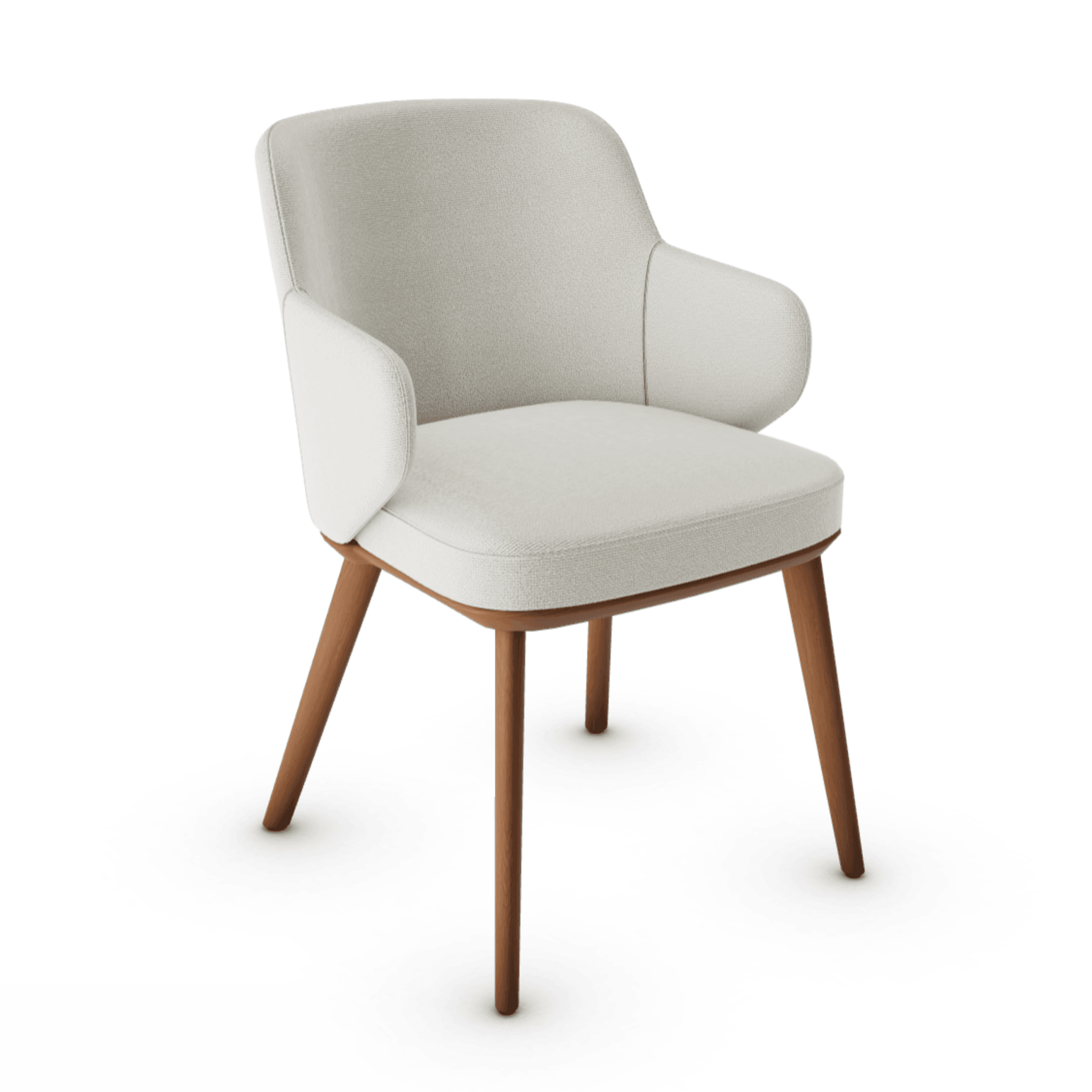 Krzesło z podłokietnikami FOYER piaskowy z drewnianą podstawą Calligaris drewniana orzech włoski Eye on Design