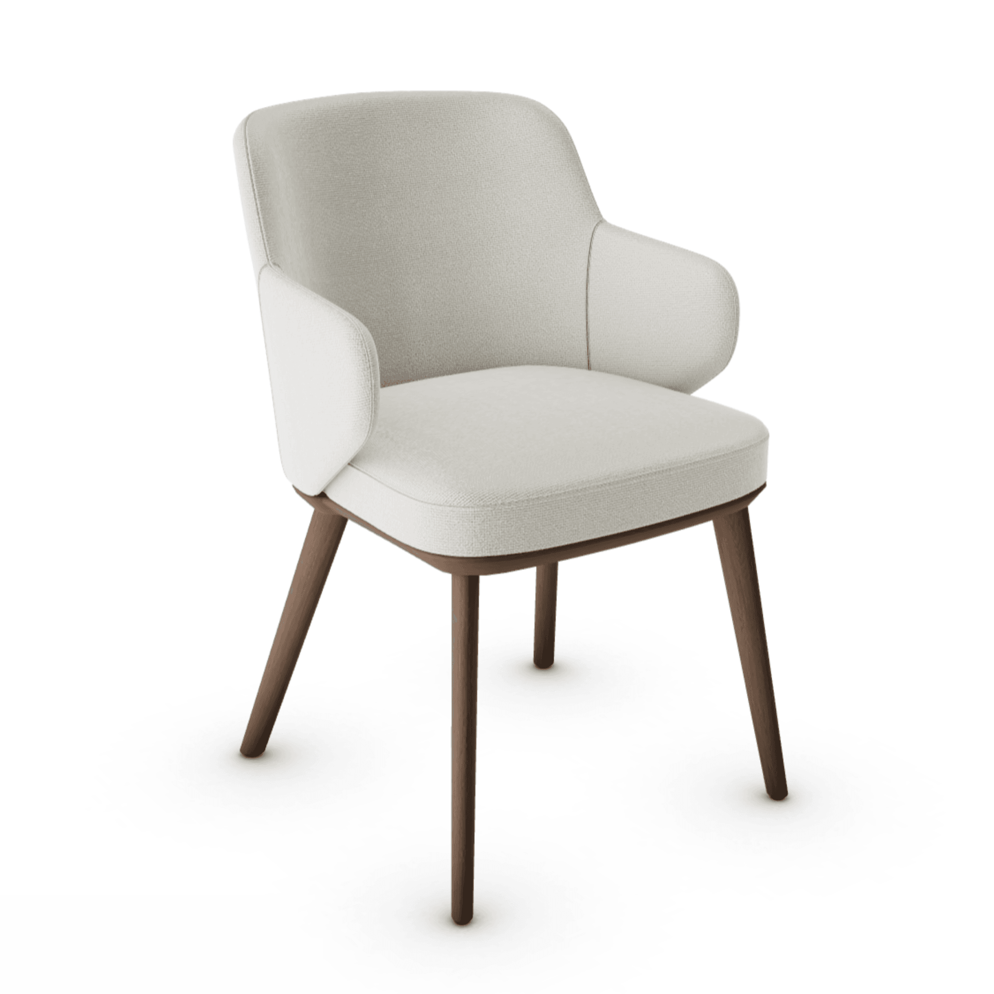 Krzesło z podłokietnikami FOYER piaskowy z drewnianą podstawą Calligaris drewniana ciemnobrązowa Eye on Design