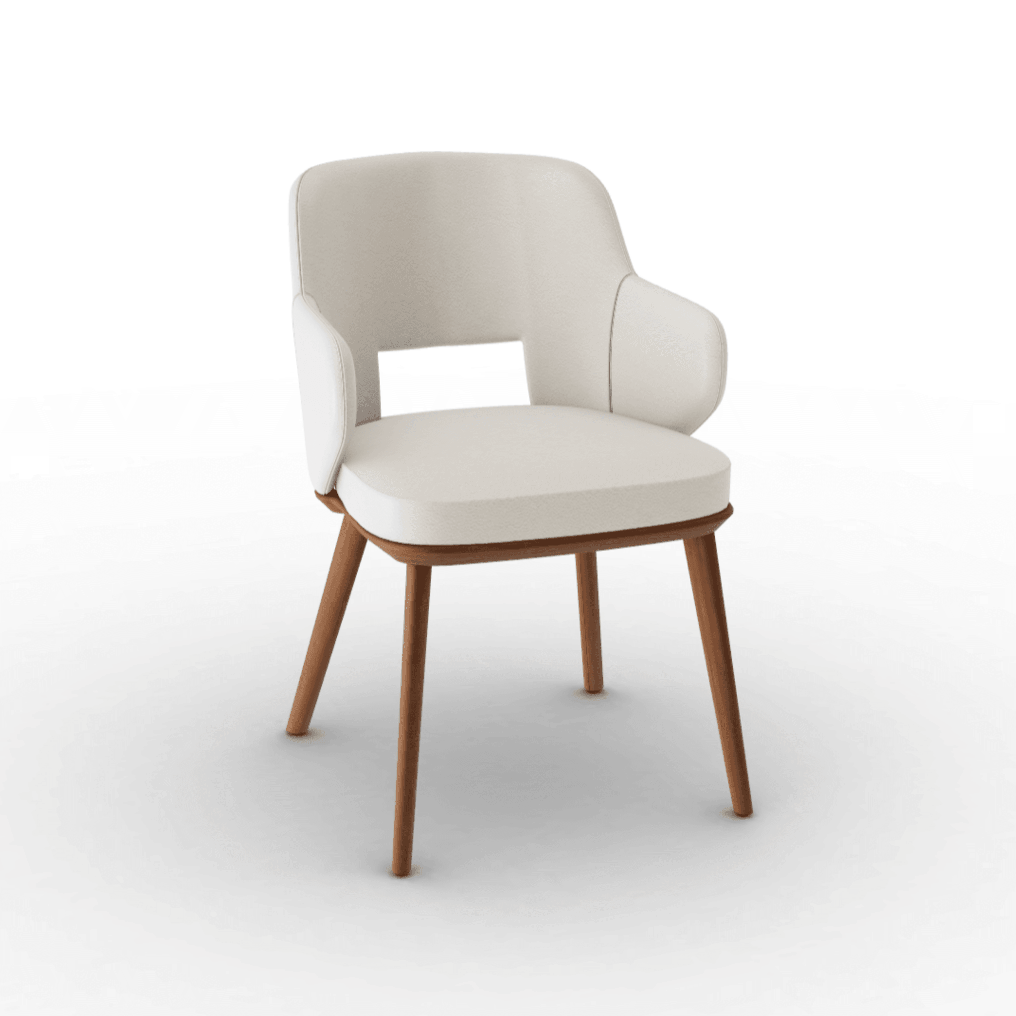 Krzesło z podłokietnikami FOYER skóra kremowy z drewnianą podstawą Calligaris orzech włoski Eye on Design