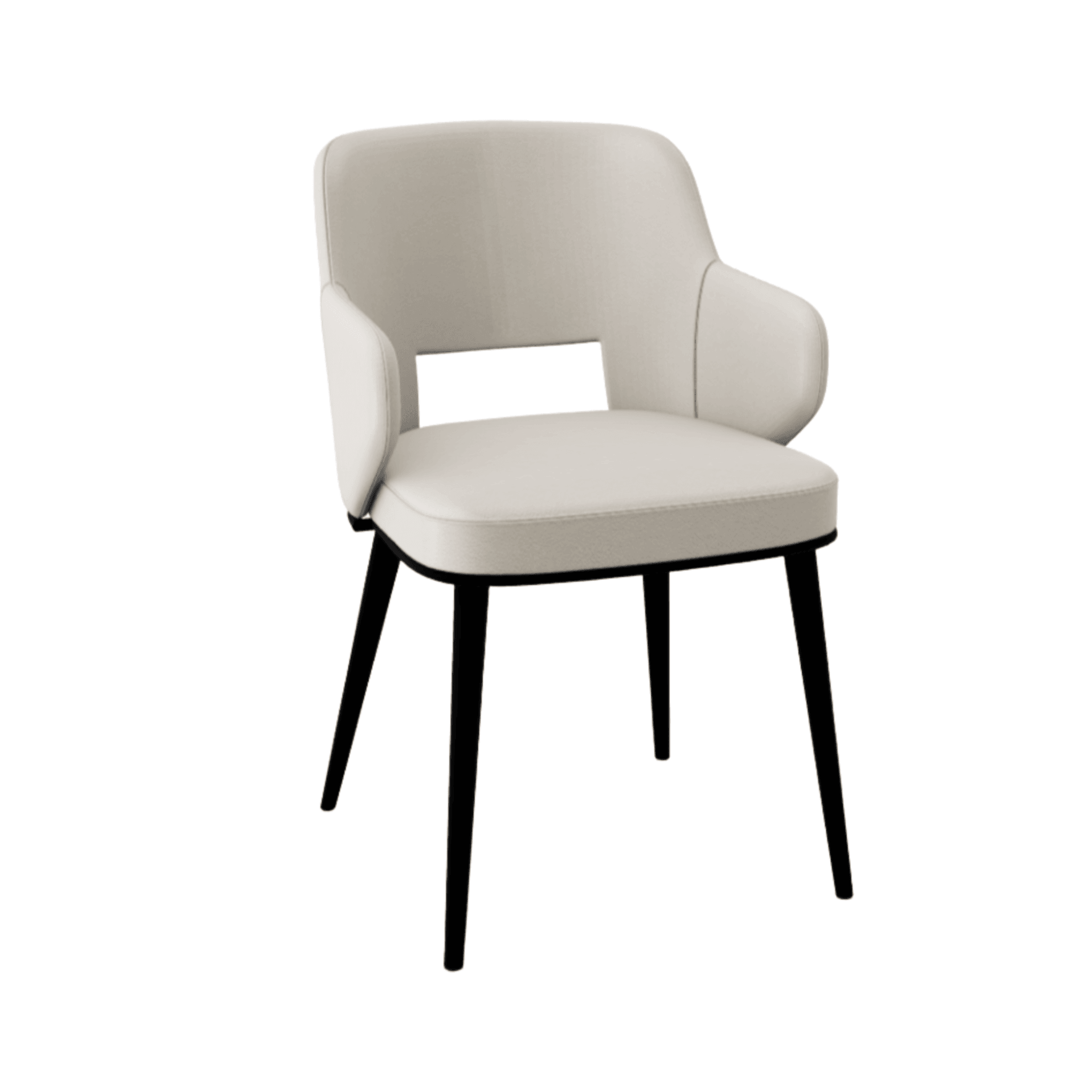 Krzesło z podłokietnikami FOYER skóra kremowy z metalową podstawą Calligaris matowa czerń Eye on Design