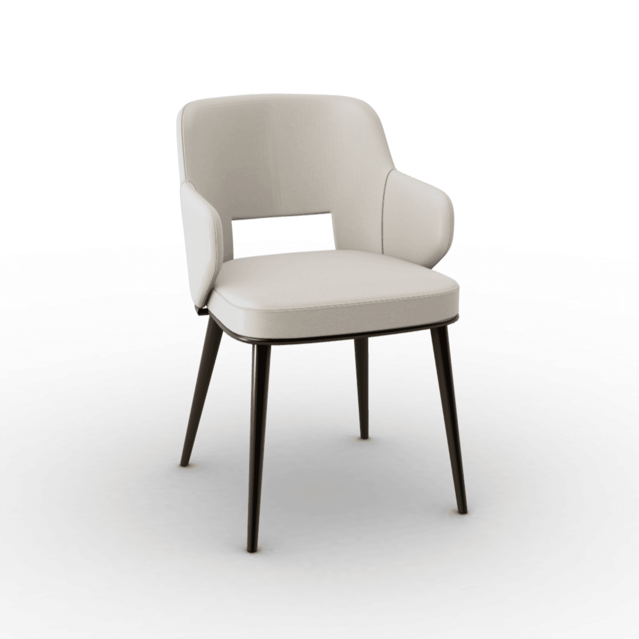 Krzesło z podłokietnikami FOYER skóra kremowy z metalową podstawą Calligaris matowy brąz Eye on Design