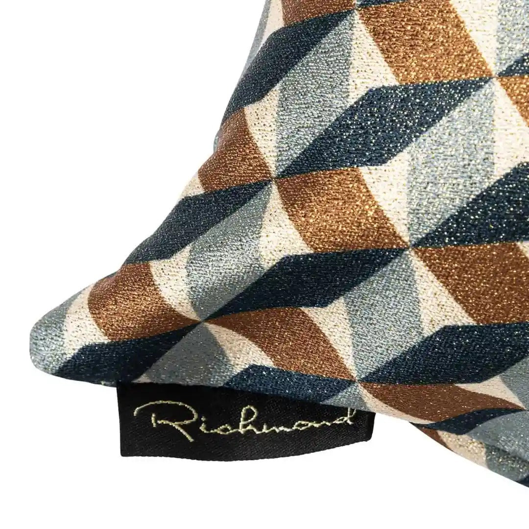 Kissen VIVIENNE blau mit braun