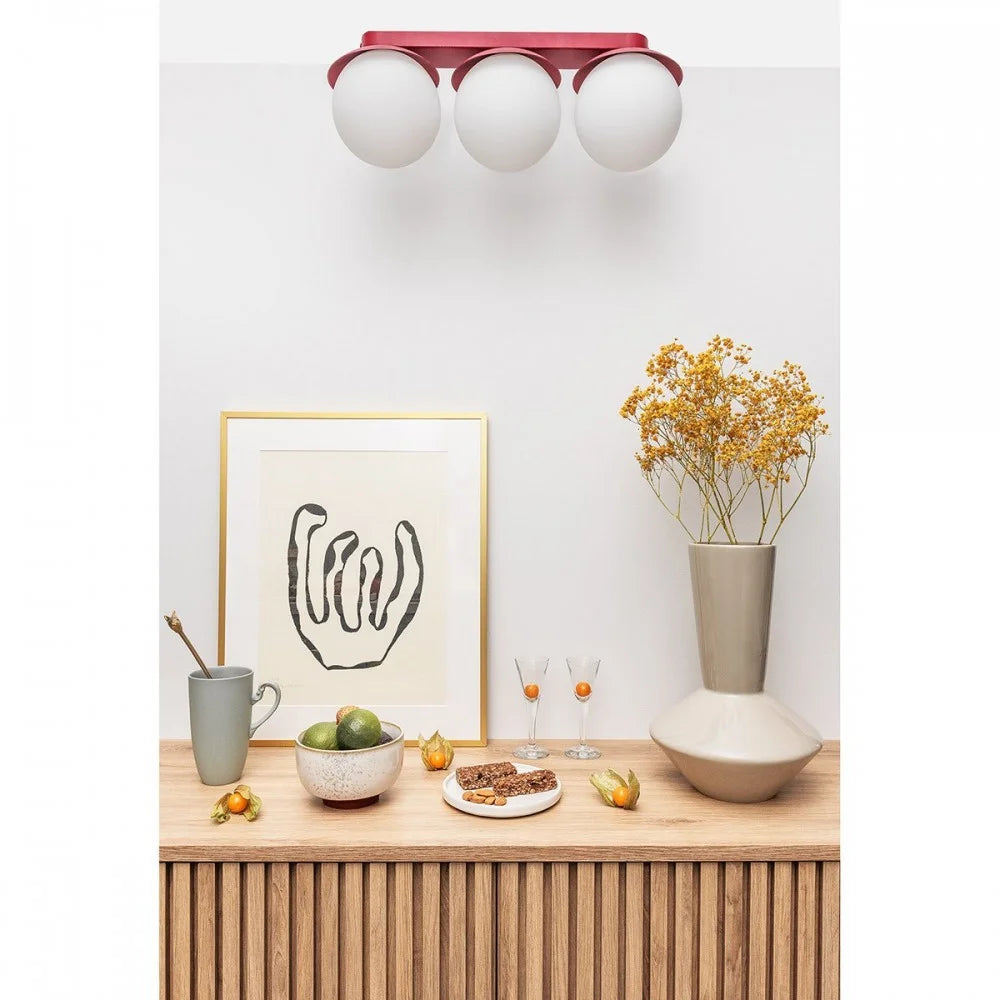 Plafondlamp KUUL TRIO bordeauxrood