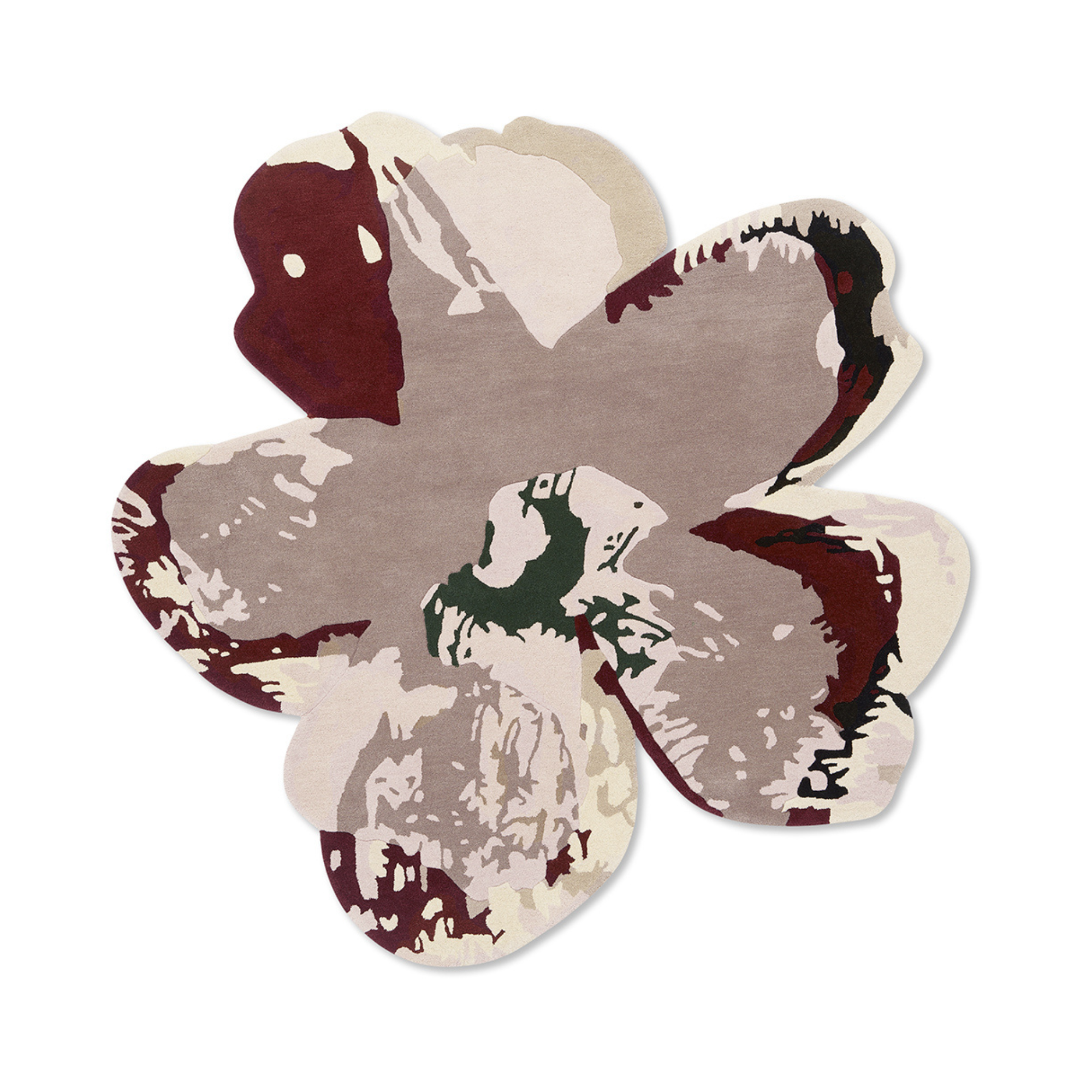 Decorative rug SHAPED MAGNOLIA LIGHT burgundy-beige